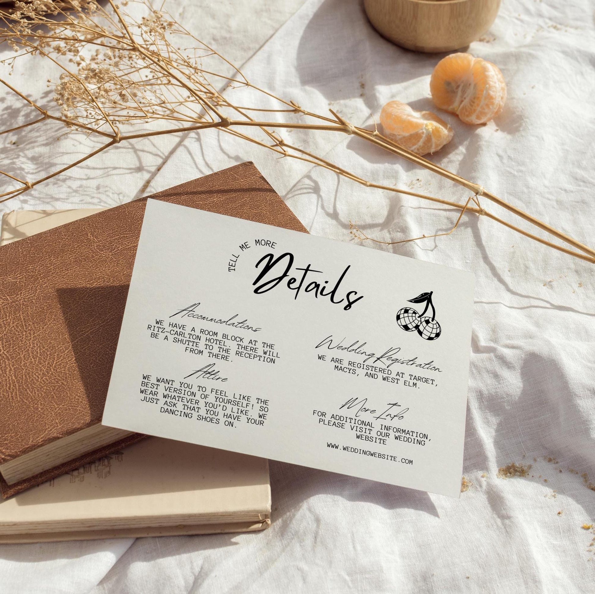 Vintage Wedding Details and RSVP Cards Hand Drawn Wedding Stationery Handwritten Retro Scribble Illustration Wedding Template Funky Custom