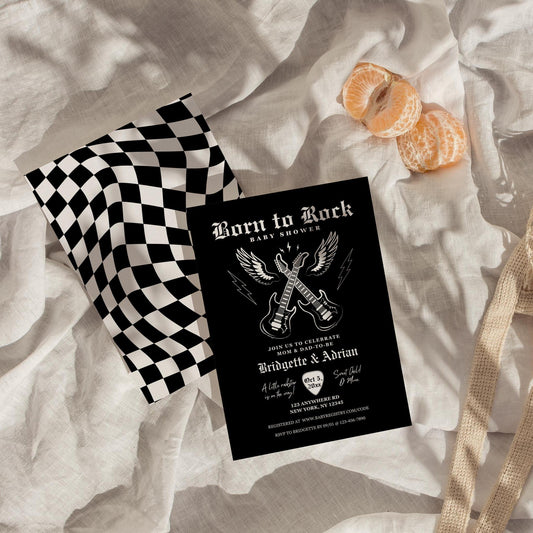 Rock N Roll Baby Shower Invitation Guitar Baby Shower Rockstar Baby Shower Invite Rock and Roll Editable Baby Shower Invitation Suite