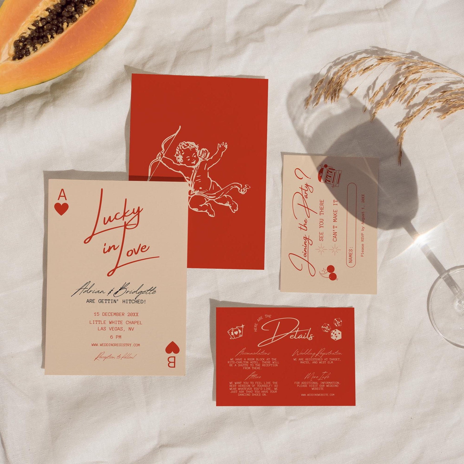 Lucky in Love Wedding Invitation Las Vegas Wedding Invite Playing Cards Wedding Invitation Template Vintage Wedding Stationery Perfect Match