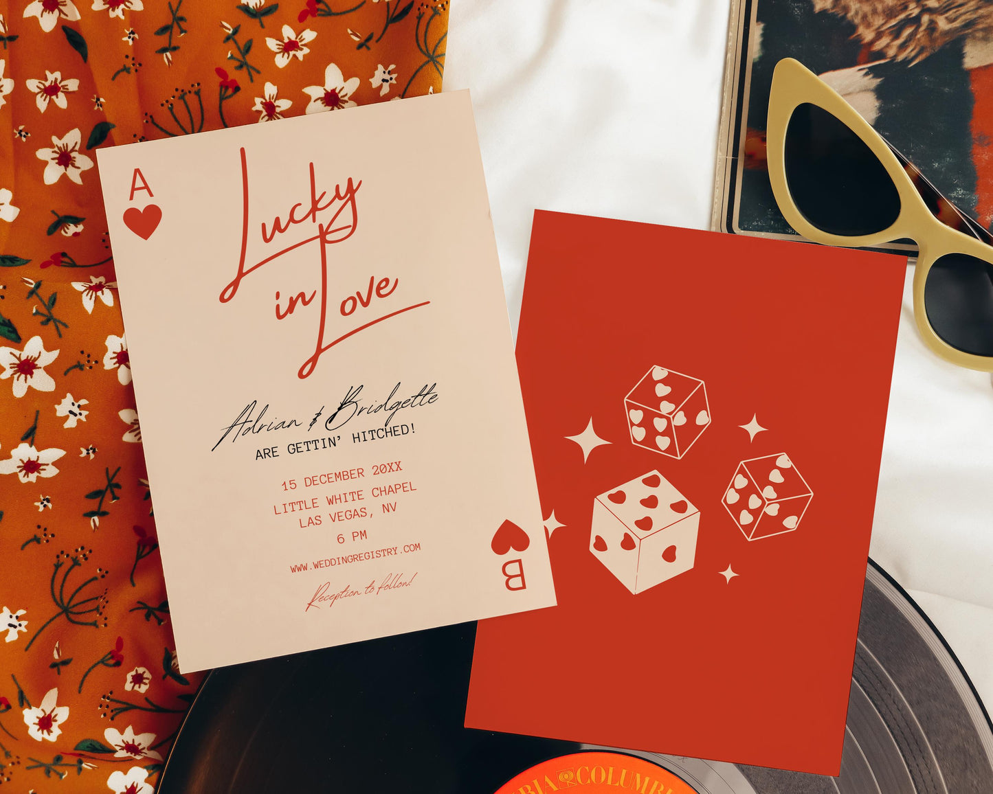 Lucky in Love Wedding Invitation Vegas Wedding Stationery Playing Cards Wedding Invitation Template Vintage Wedding Stationery Perfect Match