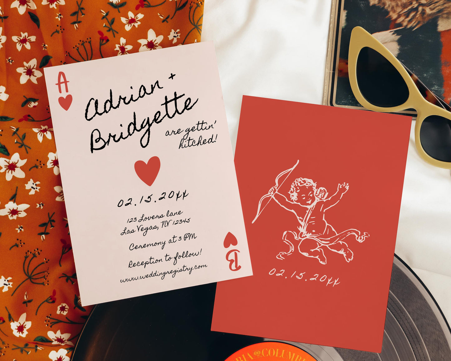 Handwritten Wedding Invitation Playing Cards Wedding Invite Vintage Wedding Stationery Las Vegas Wedding Invitation Template Lucky in Love