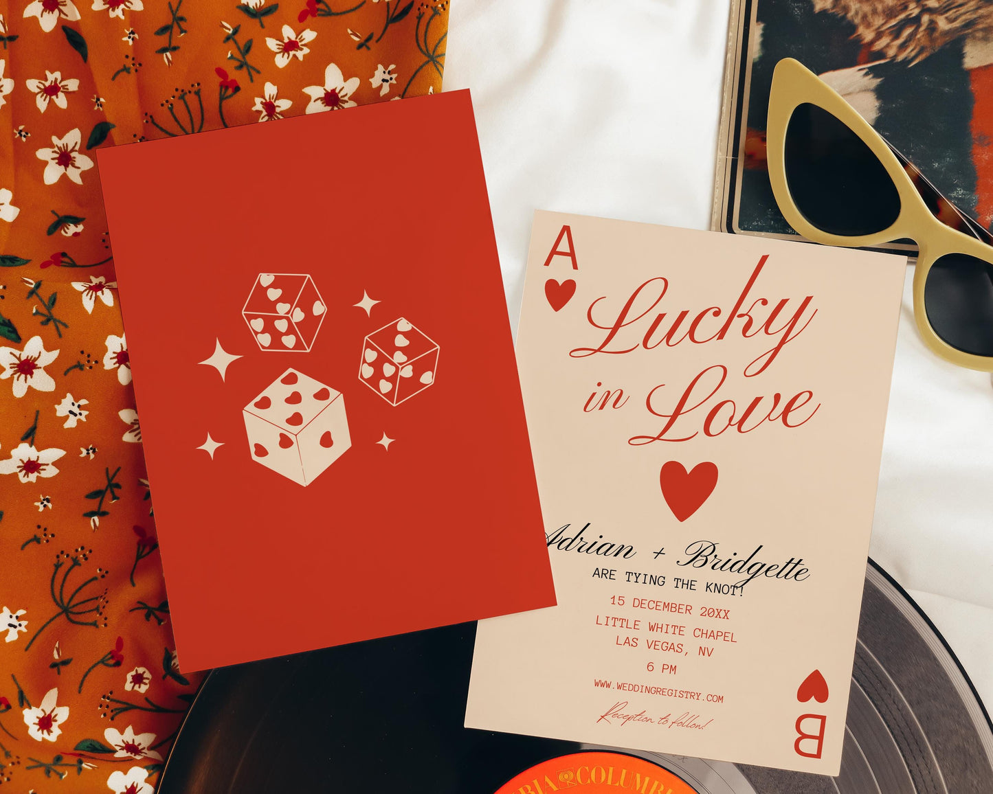 Lucky in Love Wedding Invitation Las Vegas Wedding Invite Playing Cards Wedding Invitation Template Vintage Wedding Stationery Perfect Match