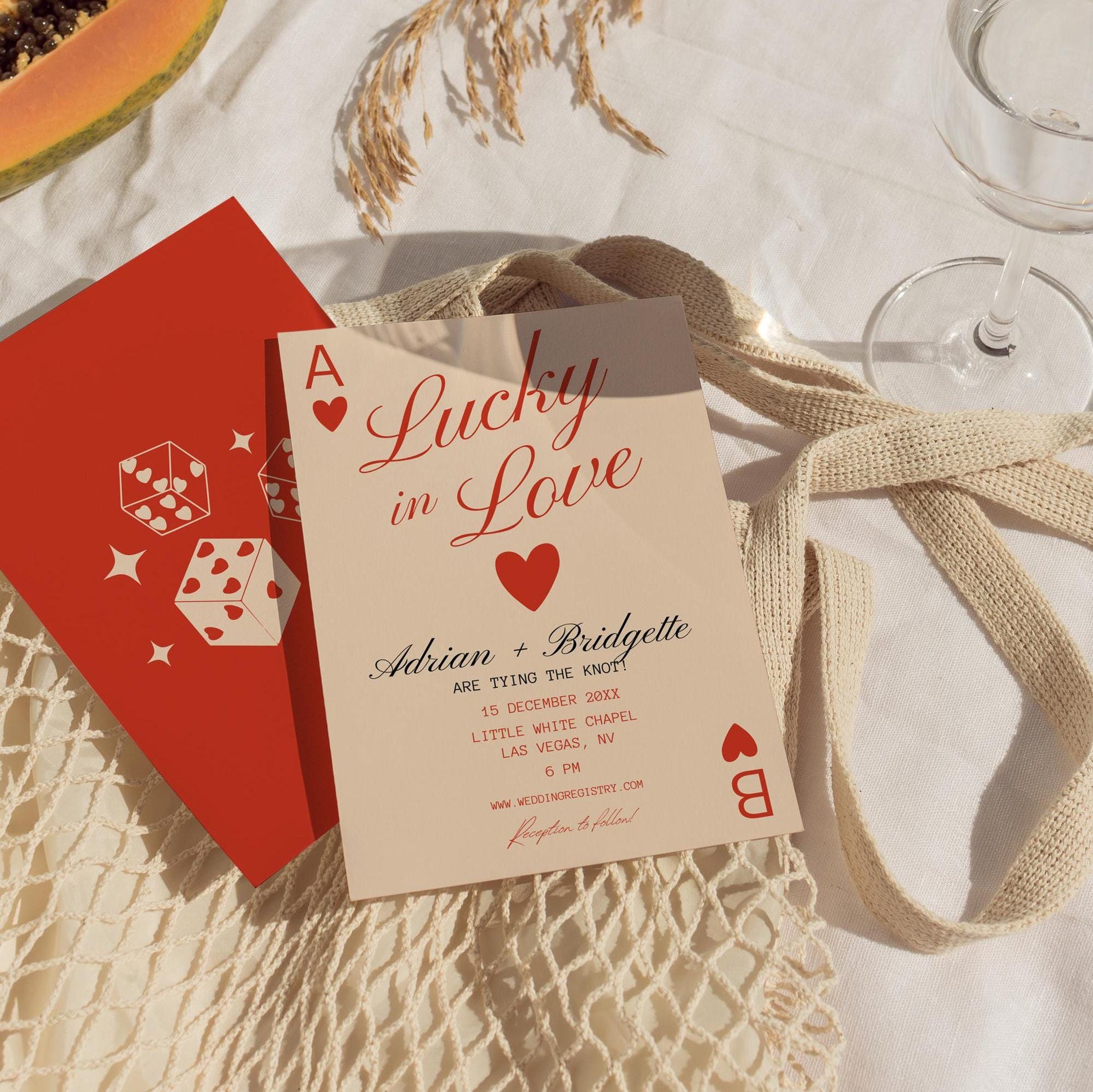 Lucky in Love Wedding Invitation Las Vegas Wedding Invite Playing Cards Wedding Invitation Template Vintage Wedding Stationery Perfect Match