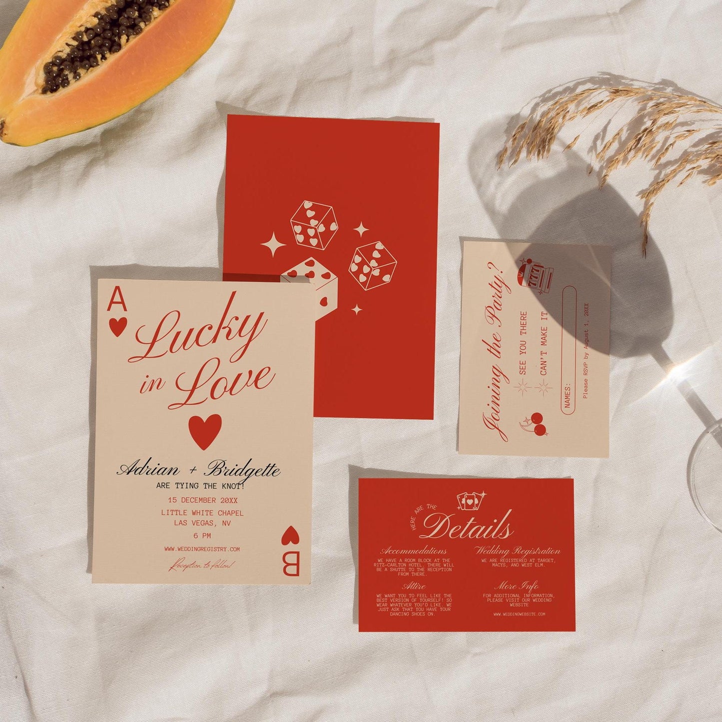 Lucky in Love Wedding Invitation Vegas Wedding Stationery Playing Cards Wedding Invitation Template Vintage Wedding Stationery Hand Drawn