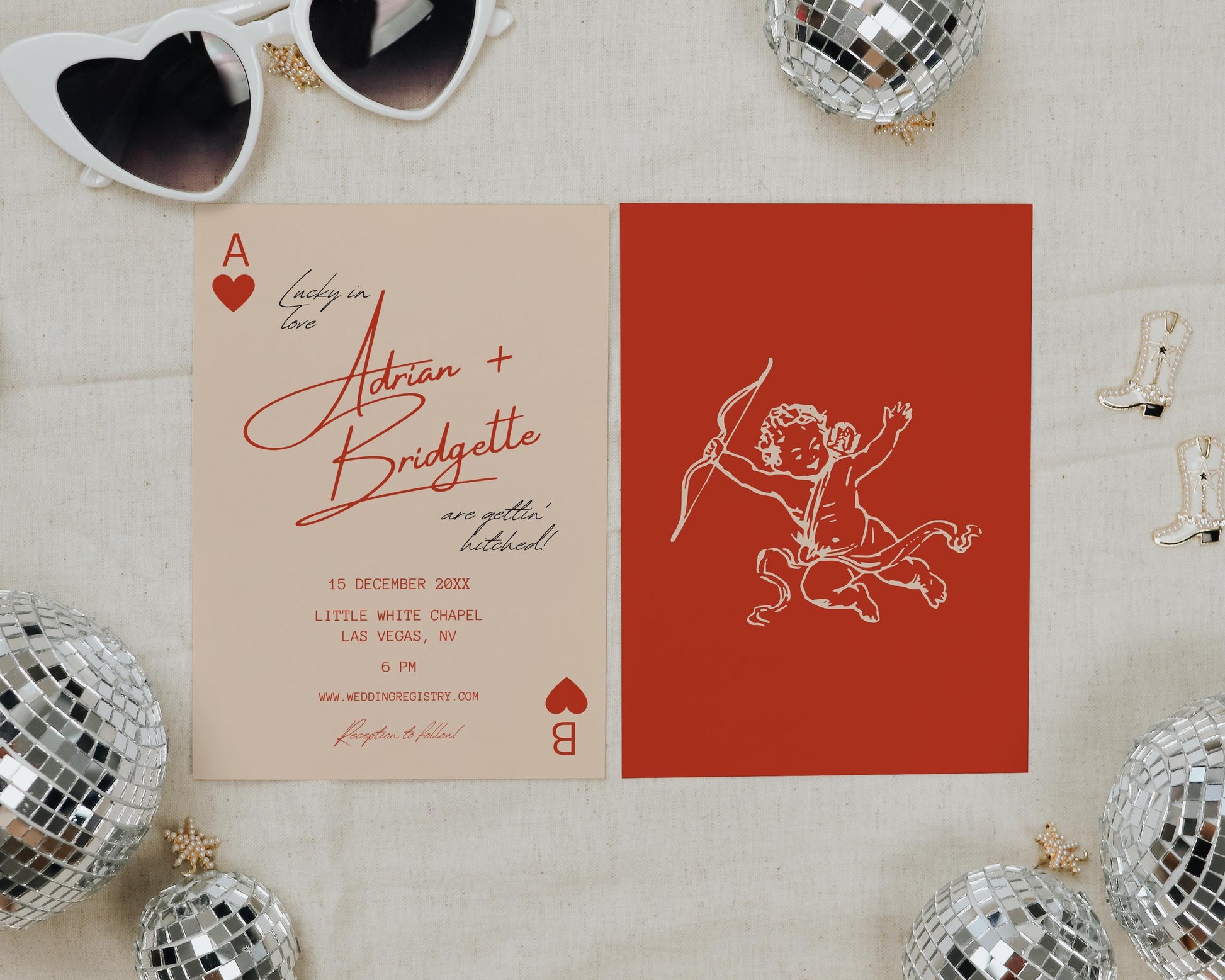 Wedding Invitation Lucky in Love Wedding Vintage Theme Wedding Stationery Las Vegas Wedding Playing Cards Wedding Invitation Template