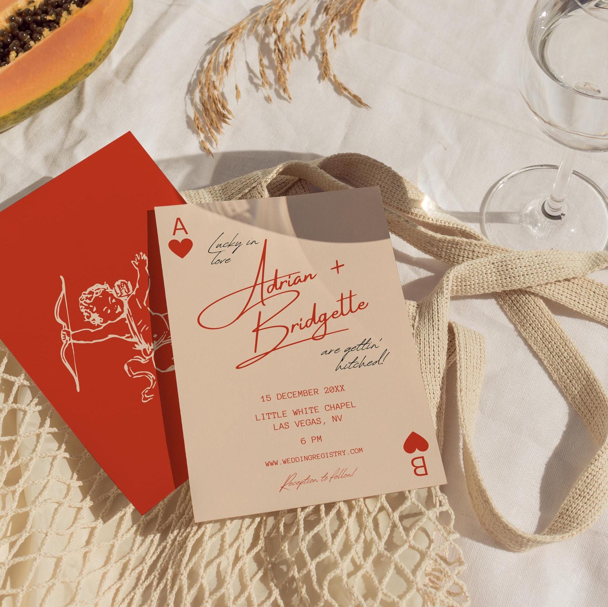 Wedding Invitation Lucky in Love Wedding Vintage Theme Wedding Stationery Las Vegas Wedding Playing Cards Wedding Invitation Template