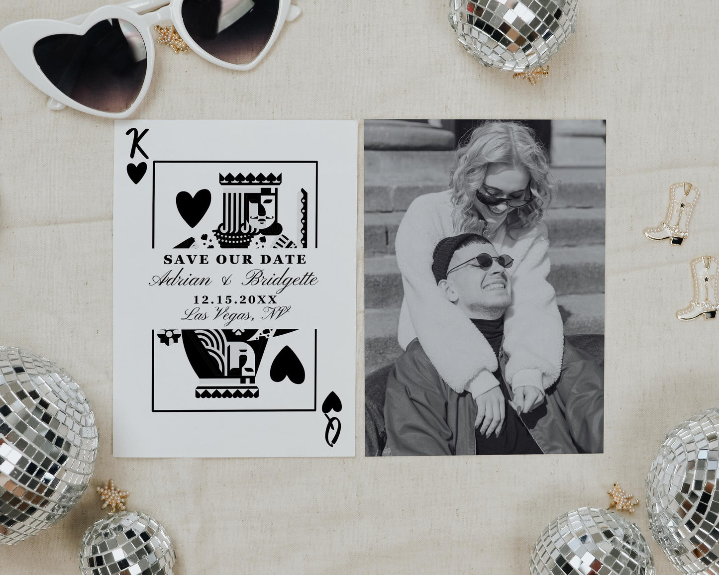 Playing Cards Save the Date Template Casino Night Save the Date Invitation Editable Save our Date Photo Card Printable Vintage Save the Date