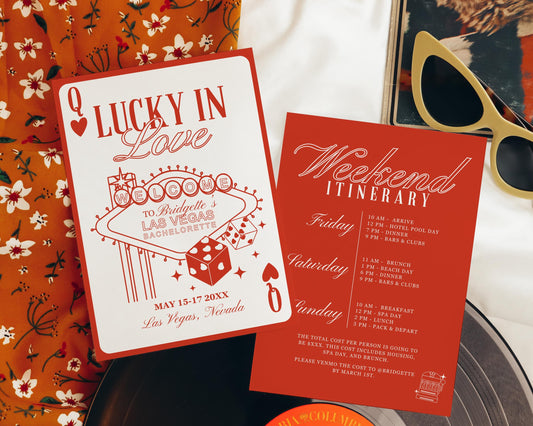 Lucky in Love Bachelorette Invitation Las Vegas Bachelorette Invite Playing Cards Bach Invitation Template Vintage Vegas Bachelorette Invite