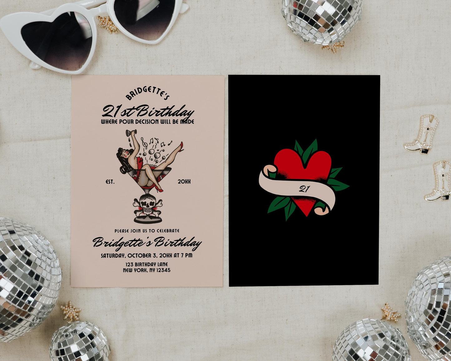 Traditional Tattoo 21st Birthday Invite Old School Tattoo 30th Birthday Alternative Pour Decisions Birthday Invitation Template Rockabilly