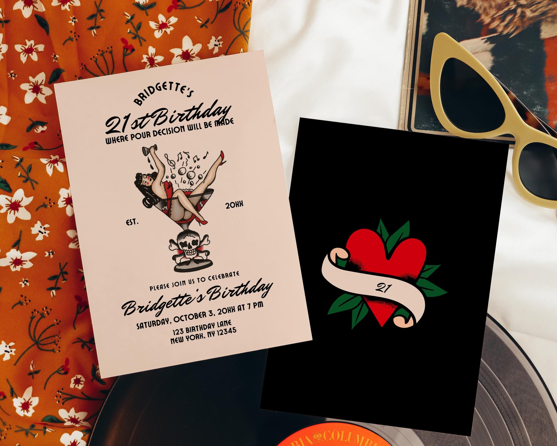 Traditional Tattoo 21st Birthday Invite Old School Tattoo 30th Birthday Alternative Pour Decisions Birthday Invitation Template Rockabilly