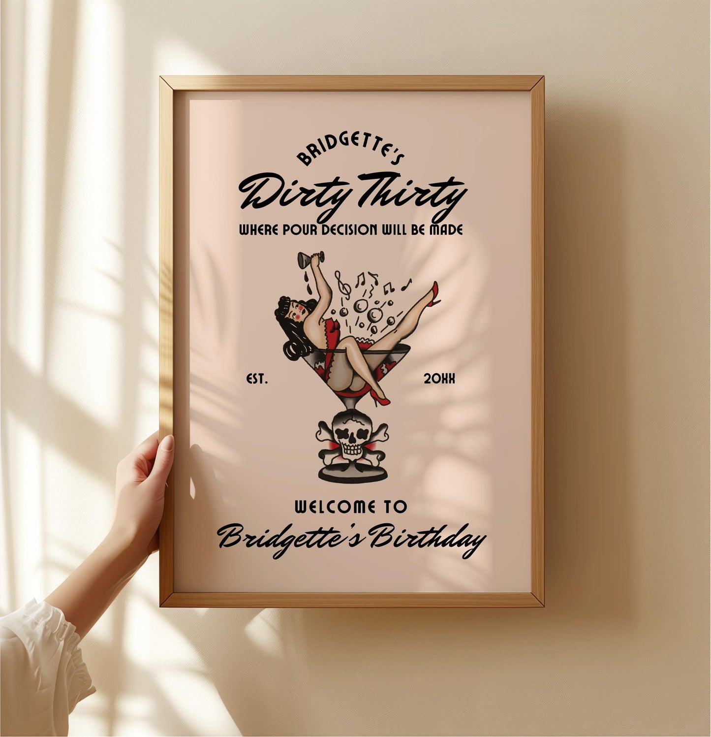 Traditional Tattoo 30th Birthday Welcome Sign Template Dirty Thirty Birthday Party Vintage Birthday Welcome Sign Old School Tattoo Pin Up