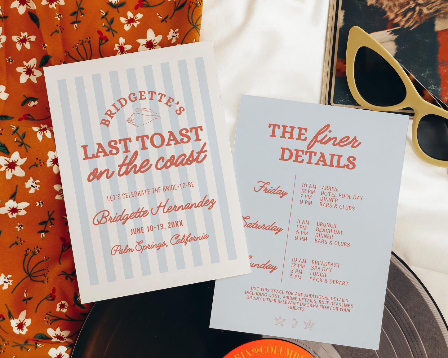 Coastal Bachelorette Invitation and Itinerary Template Coastal Grandma Theme Beach Bachelorette Last Toast on the Coast Bachelorette Party