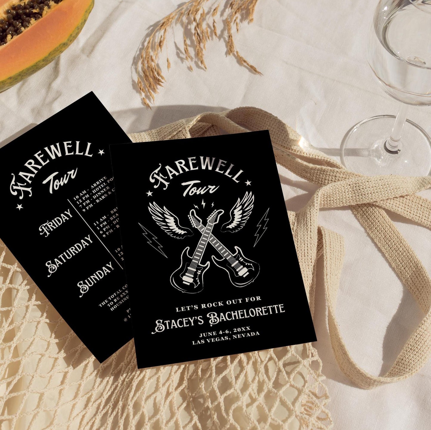 Farewell Tour Bachelorette Weekend Invitation and Itinerary Rock N Roll Bachelorette Party Rockabilly Bachelorette Invite Template Hen Party