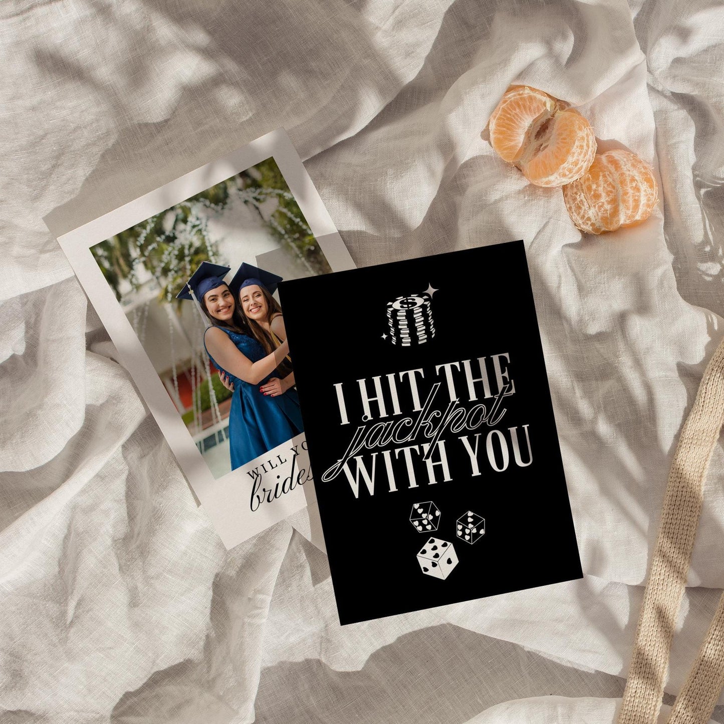 Bridesmaid Proposal Las Vegas Wedding Hit the Jackpot With You Bridesmaid Proposal Photo Card Vegas Wedding Lucky in Love Wedding Theme