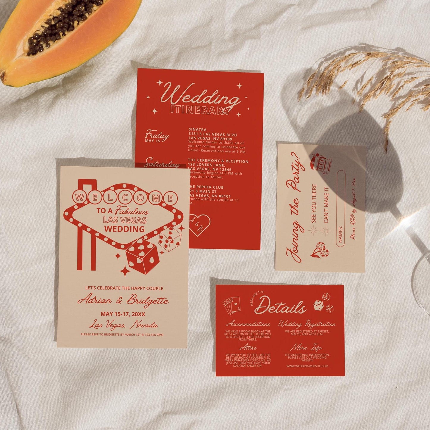 Las Vegas Wedding Weekend Itinerary Lucky in Love Wedding Itinerary Template Vintage Wedding Stationery Viva Las Vegas Wedding Theme Custom