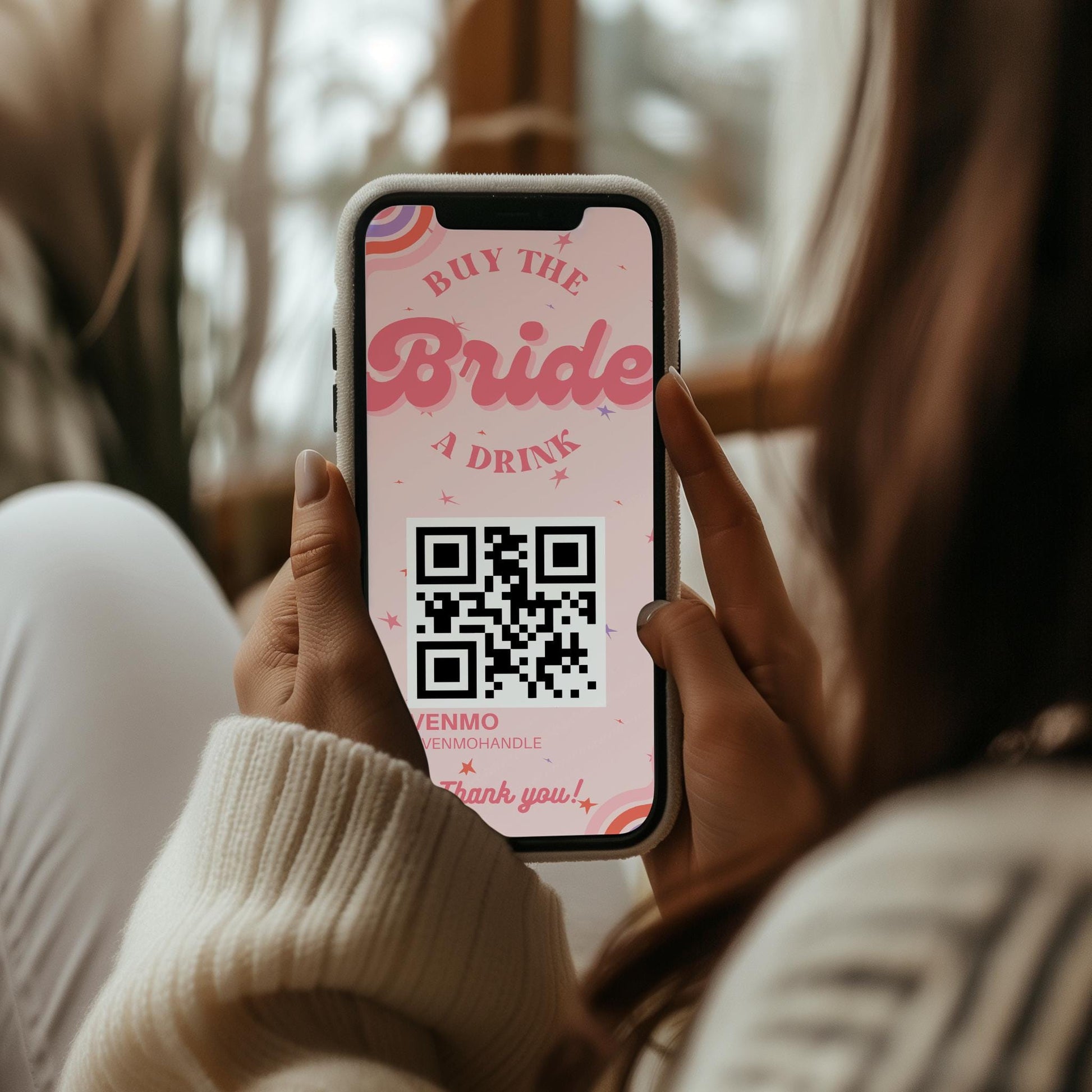 Buy the Bride a Drink Story Template Bachelorette Venmo Story Cash App Story QR Code Custom Party QR Code Retro Bachelorette Party Drink