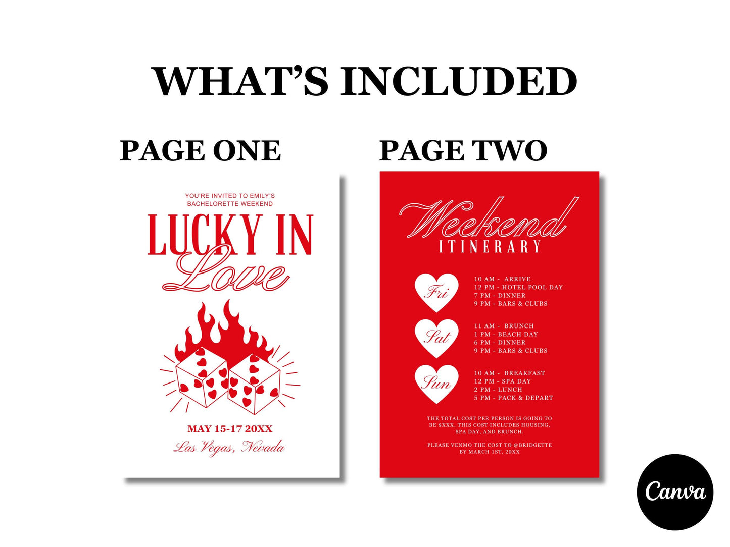 Lucky in Love Bachelorette Party Invitation Las Vegas Bachelorette Weekend Itinerary Template Casino Bachelorette Retro Hen Party Quirky