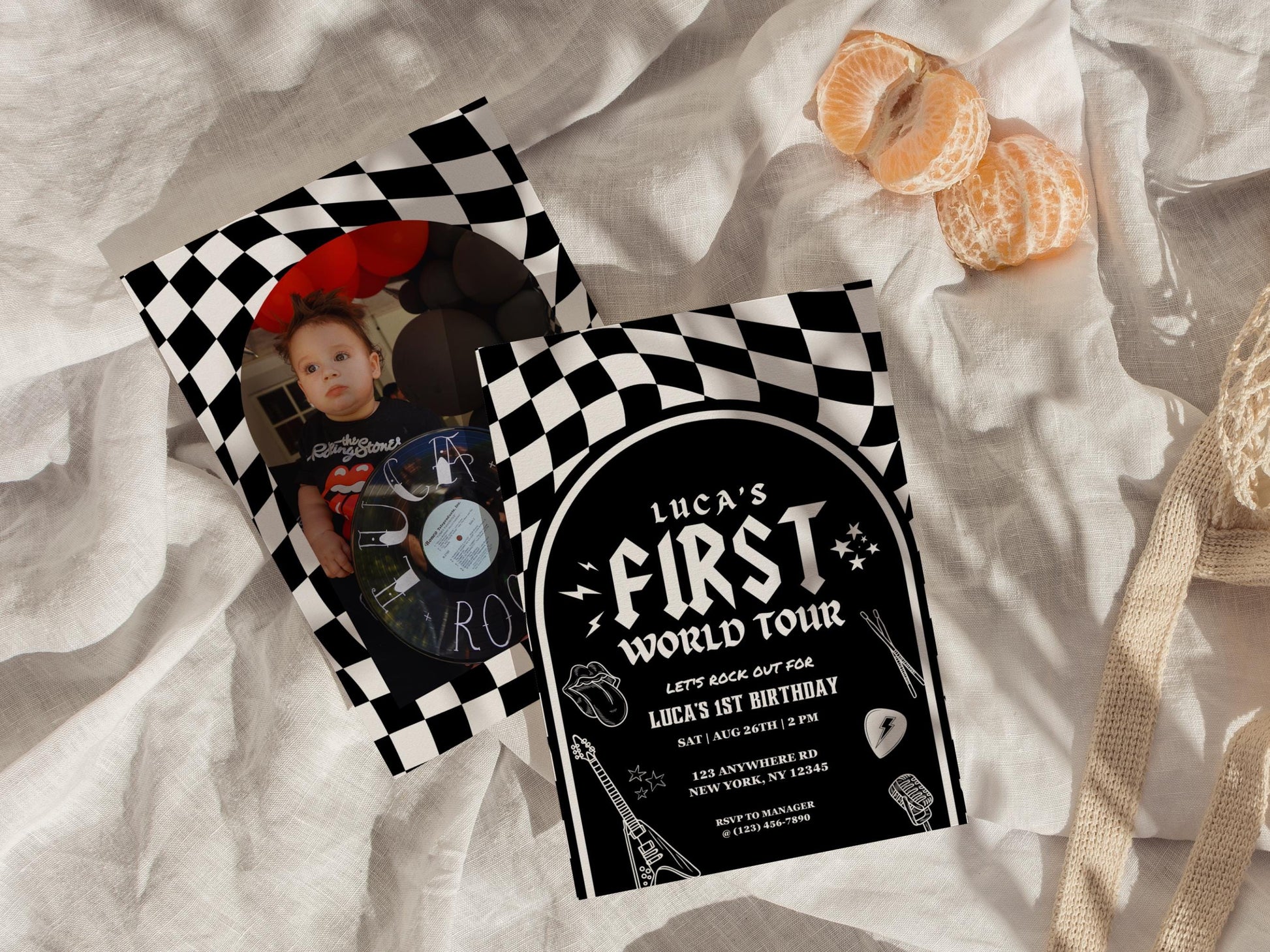 First World Tour Birthday Invitation Born to Rock Birthday Invite Another One Bites the Dust First Birthday Theme Rockstar Rockabilly