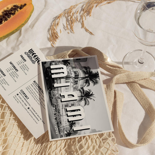 MIAMI BACHELORETTE INVITE Vintage Miami Postcard Bachelorette Invite Miami Beach Bachelorette Vintage Postcard Template Welcome to Miami