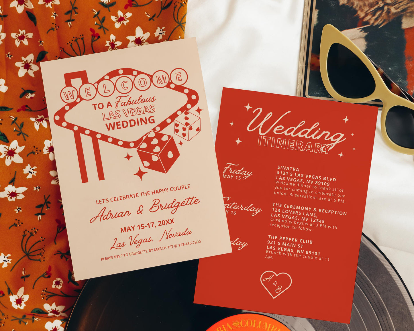 Las Vegas Wedding Weekend Itinerary Lucky in Love Wedding Itinerary Template Vintage Wedding Stationery Viva Las Vegas Wedding Perfect Match