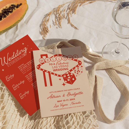 Las Vegas Wedding Weekend Itinerary Lucky in Love Wedding Itinerary Template Vintage Wedding Stationery Viva Las Vegas Wedding Perfect Match