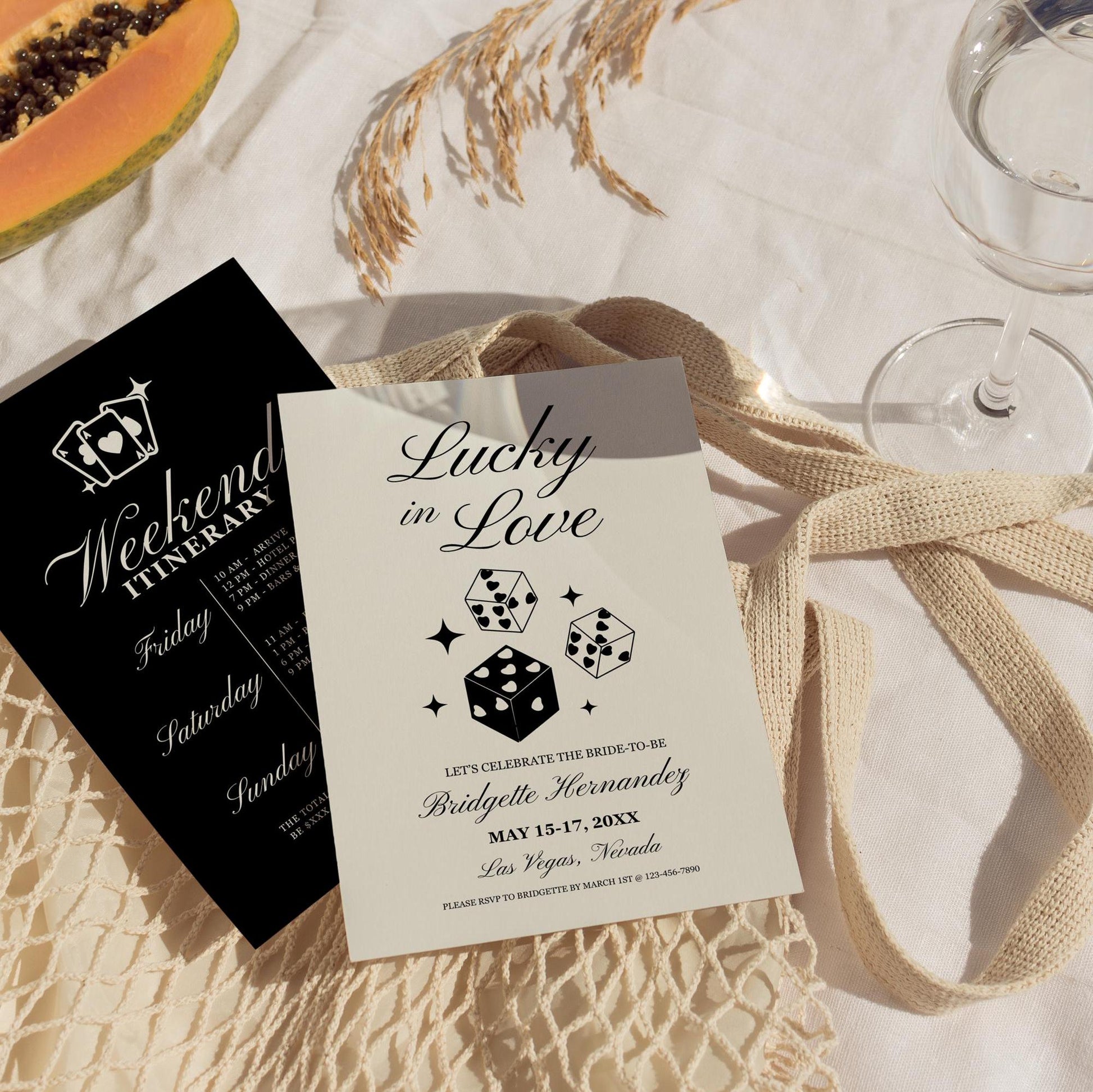 Lucky in Love Bachelorette Party Invitation Las Vegas Bachelorette Weekend Itinerary Template Vintage Vegas Bachelorette Custom Hen Party