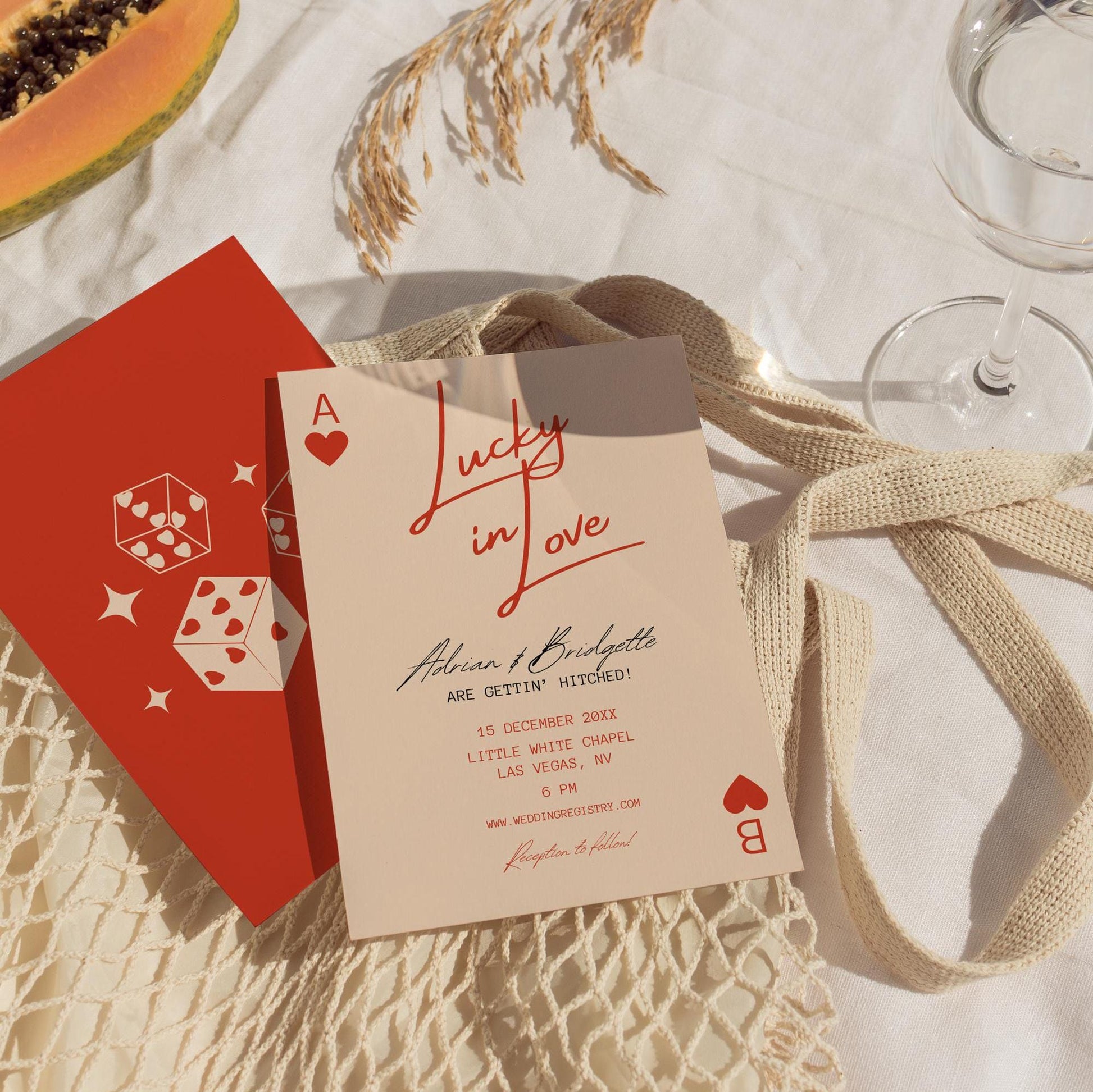 Lucky in Love Wedding Invitation Vegas Wedding Stationery Playing Cards Wedding Invitation Template Vintage Wedding Stationery Perfect Match