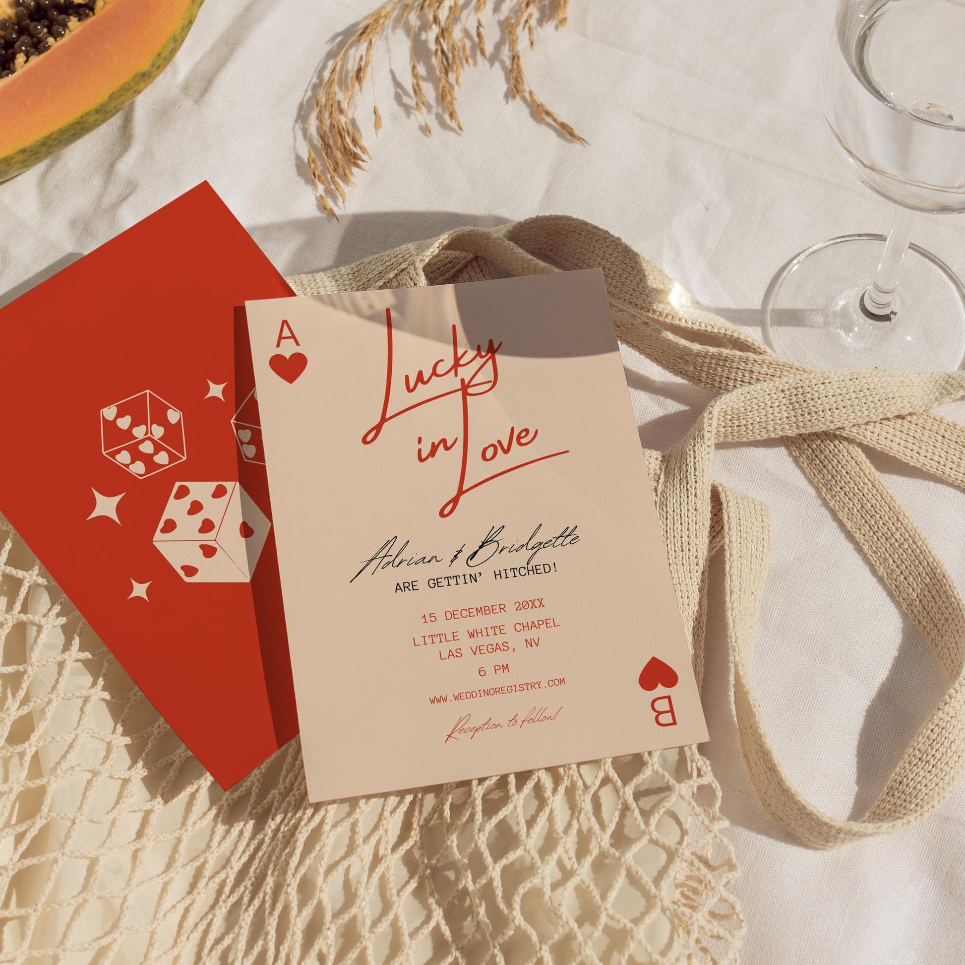 Lucky in Love Wedding Invitation Las Vegas Wedding Invite Playing Cards Wedding Invitation Template Vintage Wedding Stationery Perfect Match