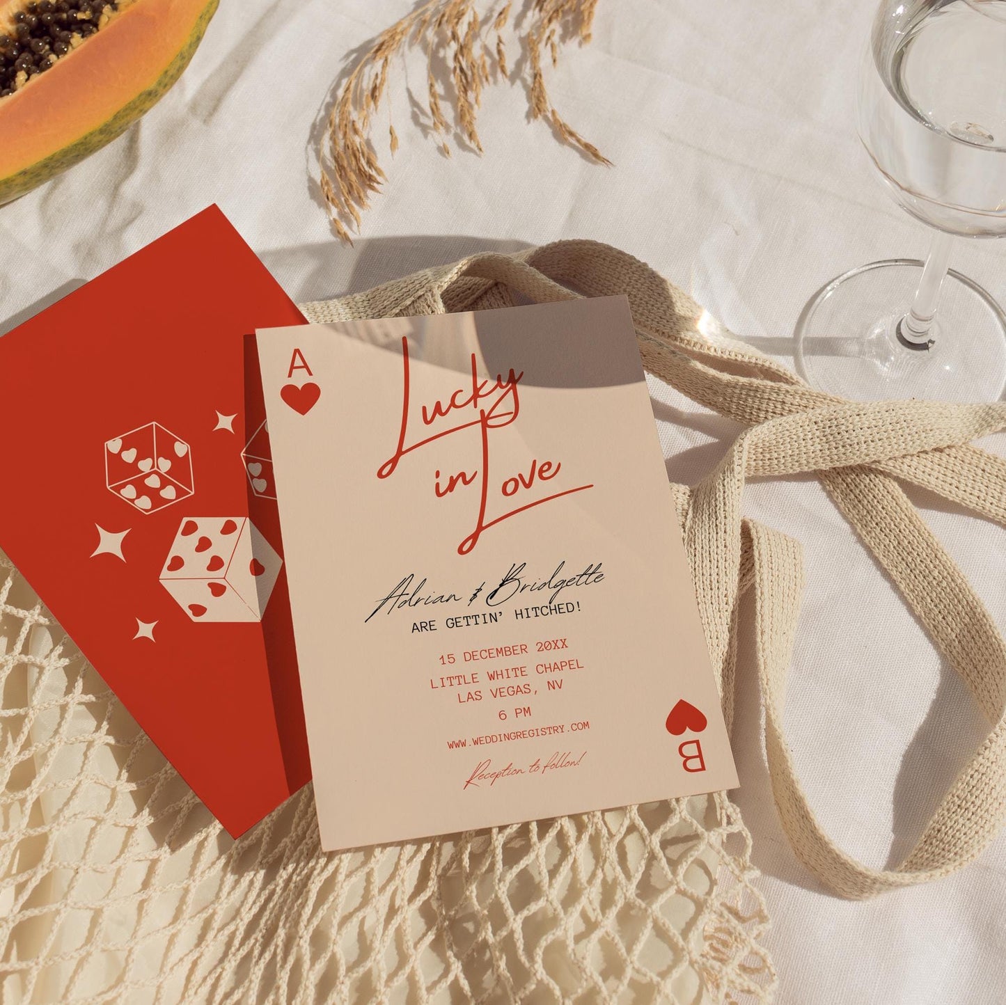 Lucky in Love Wedding Invitation Vegas Wedding Stationery Playing Cards Wedding Invitation Template Vintage Wedding Stationery Perfect Match