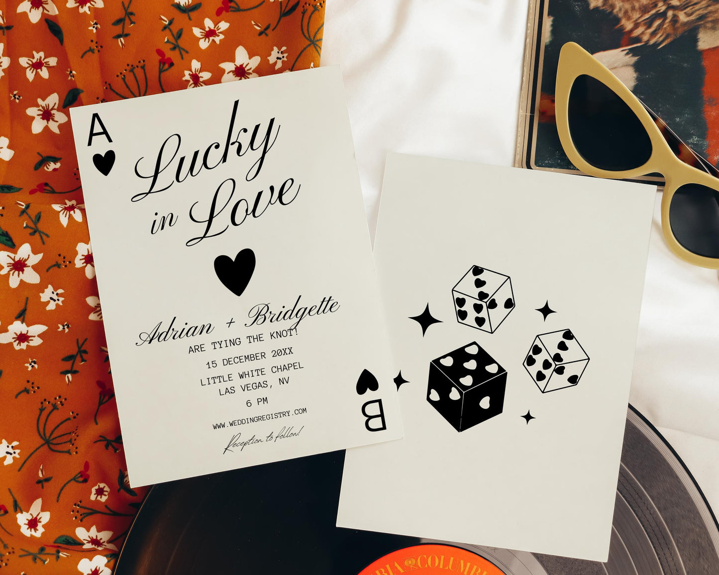 Lucky in Love Wedding Invitation Las Vegas Wedding Invite Playing Cards Wedding Invitation Template Vintage Wedding Stationery Perfect Match