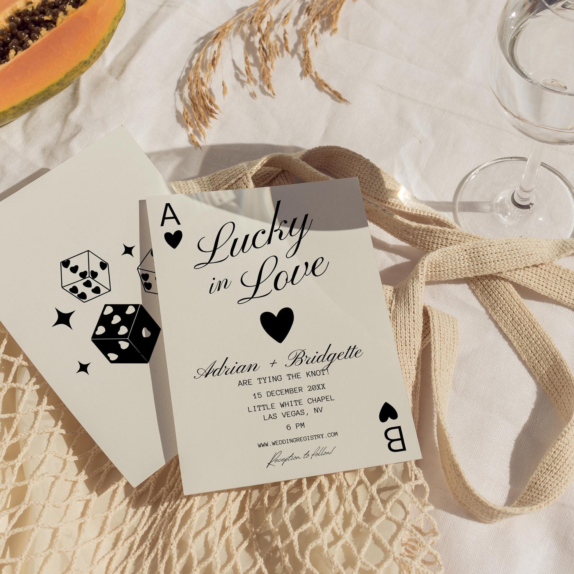 Lucky in Love Wedding Invitation Las Vegas Wedding Invite Playing Cards Wedding Invitation Template Vintage Wedding Stationery Perfect Match