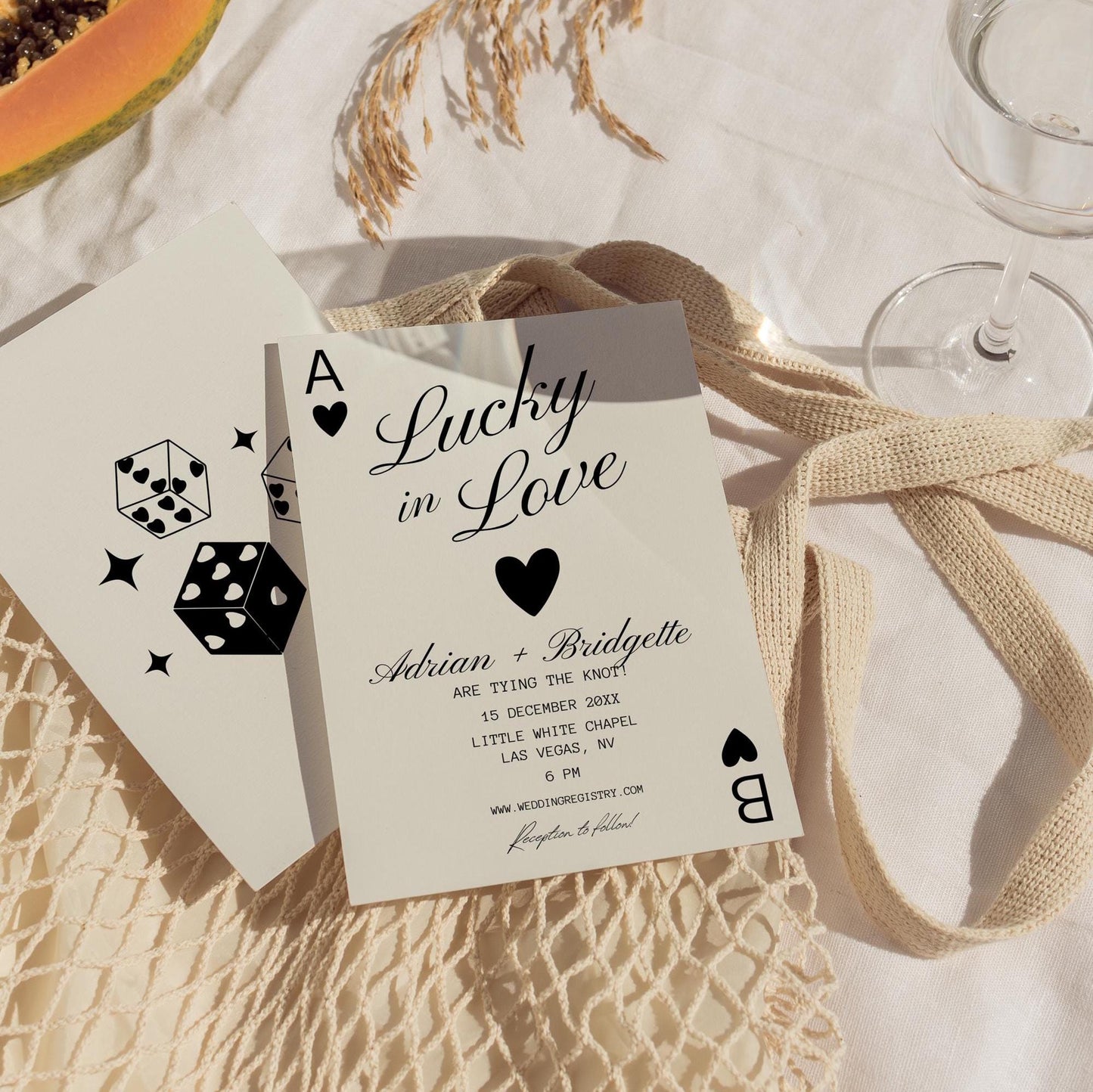 Lucky in Love Wedding Invitation Vegas Wedding Stationery Playing Cards Wedding Invitation Template Vintage Wedding Stationery Perfect Match