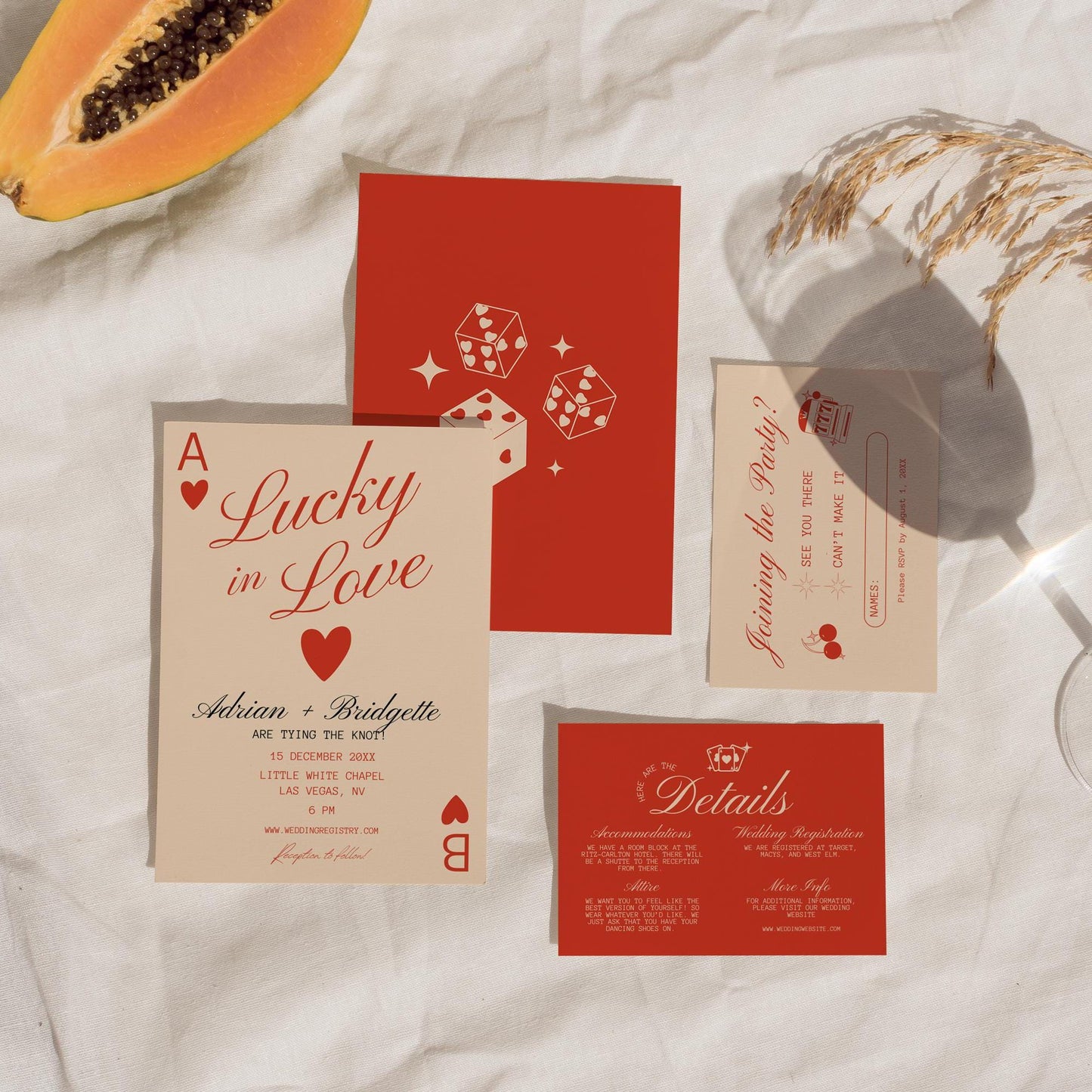 Lucky in Love Wedding Invitation Las Vegas Wedding Invite Playing Cards Wedding Invitation Template Vintage Wedding Stationery Perfect Match