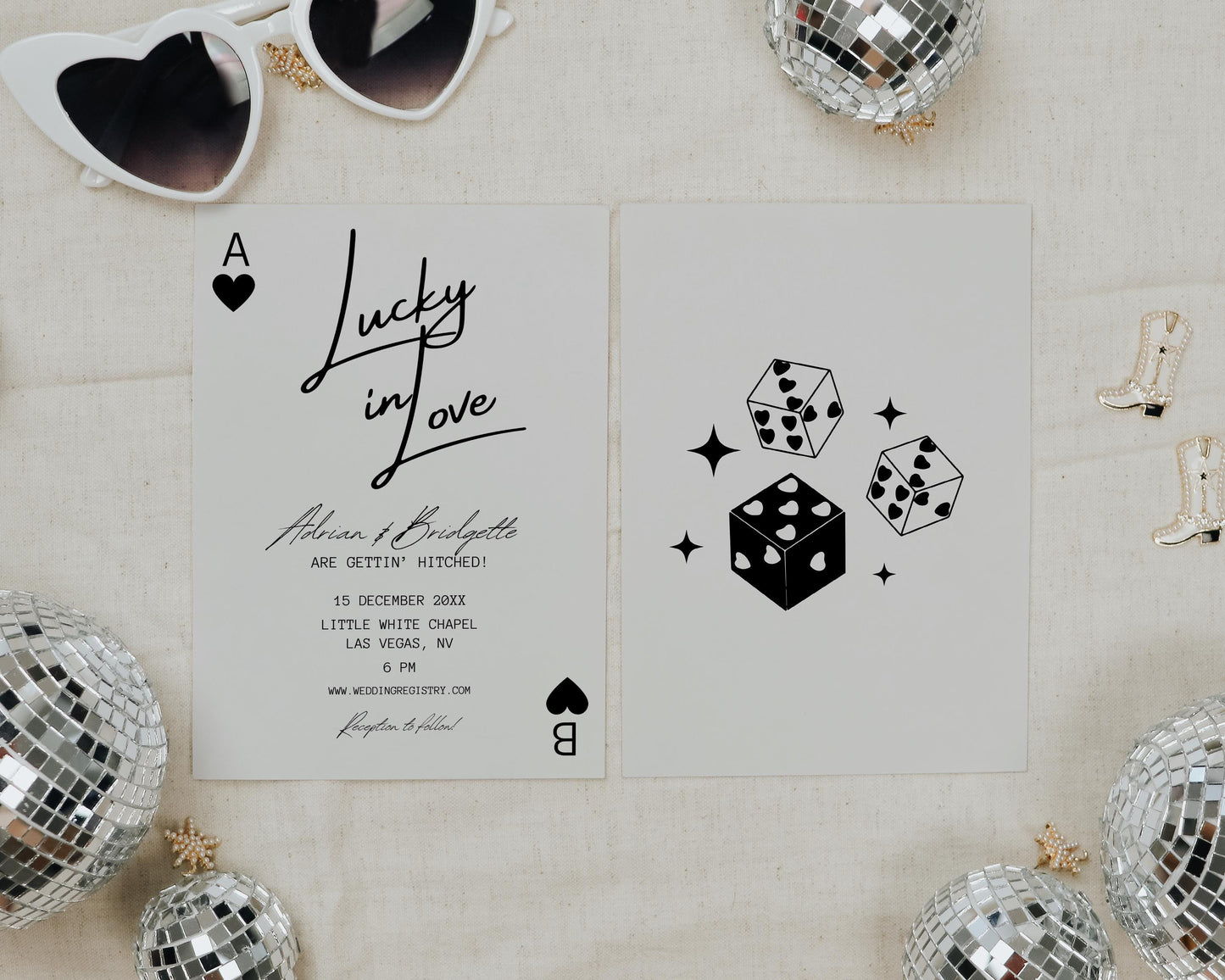 Las Vegas Wedding Invitation Lucky in Love Wedding Invite Playing Cards Wedding Invitation Template Vintage Wedding Stationery Perfect Match