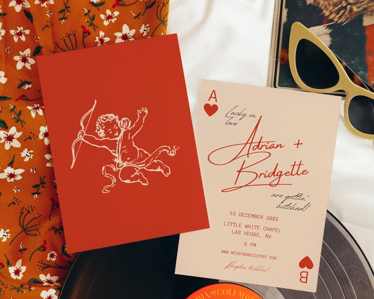 Wedding Invitation Lucky in Love Wedding Vintage Theme Wedding Stationery Las Vegas Wedding Playing Cards Wedding Invitation Template