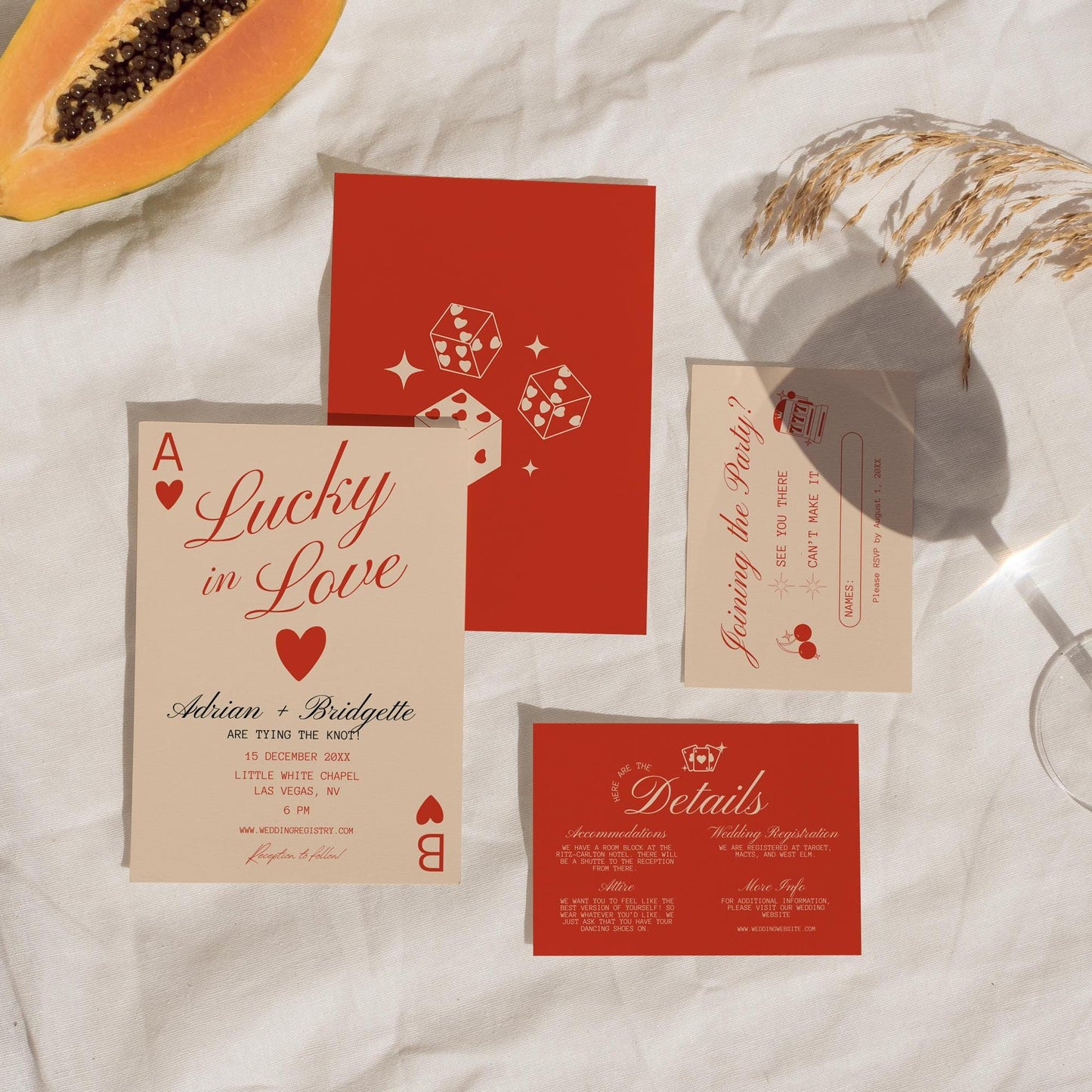 Lucky in Love Wedding Invitation Vegas Wedding Stationery Playing Cards Wedding Invitation Template Vintage Wedding Stationery Custom Invite