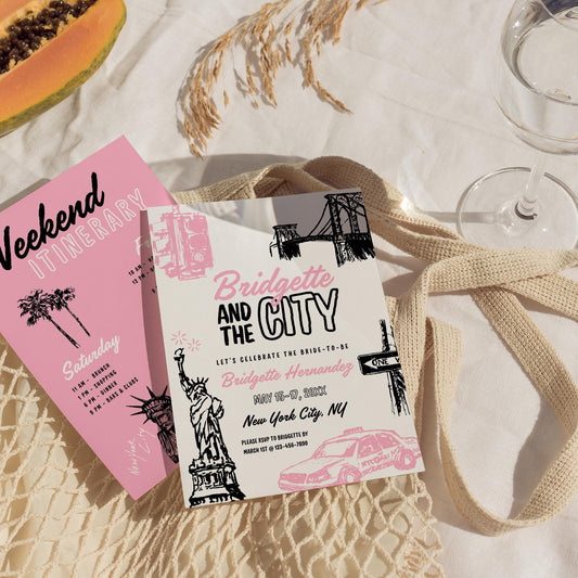 And The City Bachelorette Invite Girls Night Out New York City Bachelorette Party Itinerary Template Editable Printable NYC Bachelorette