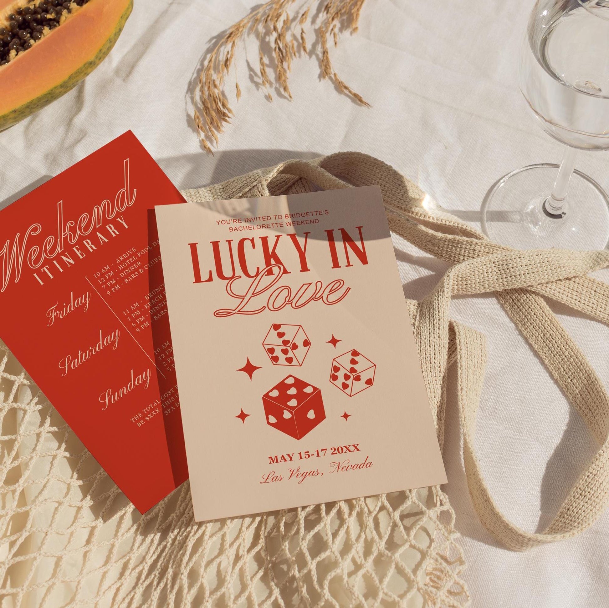 Lucky in Love Bachelorette Party Invitation Las Vegas Bachelorette Weekend Itinerary Template Vintage Wedding Stationery Hen Party Retro