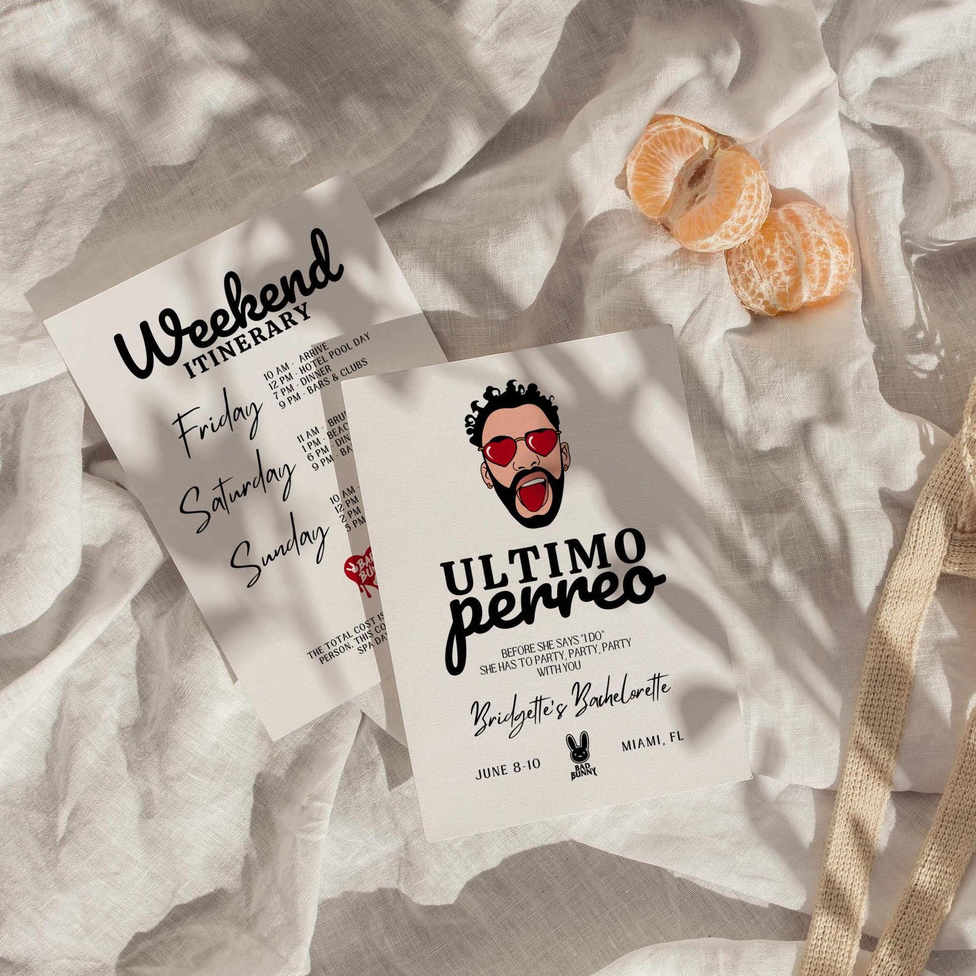 Ultimo Perreo Bachelorette Invite Template Bad Bunny Bachelorette Invitation Bachelorette Weekend Itinerary Despedida de Soltera Invitación