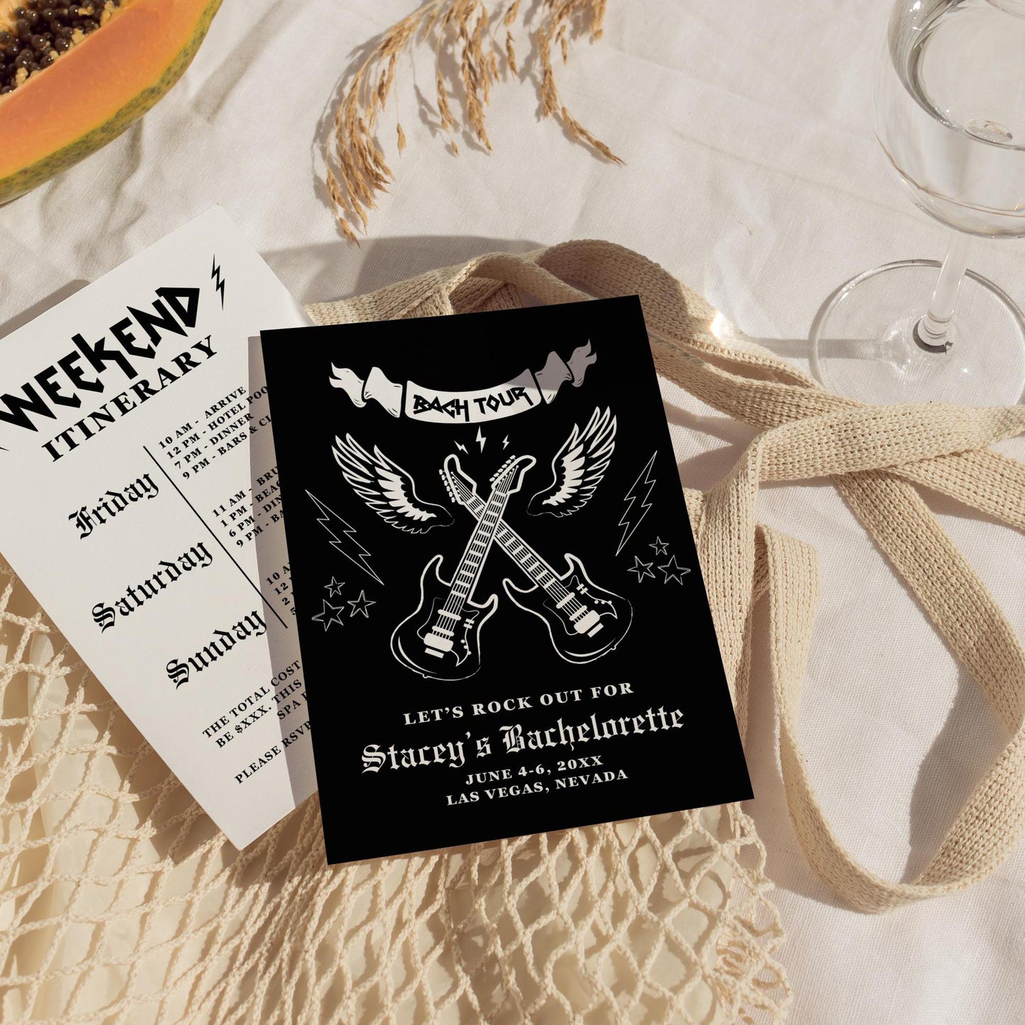 Farewell Tour Bachelorette Weekend Invitation and Itinerary Rock N Roll Bachelorette Party Rockabilly Bachelorette Invite Template Hen Party