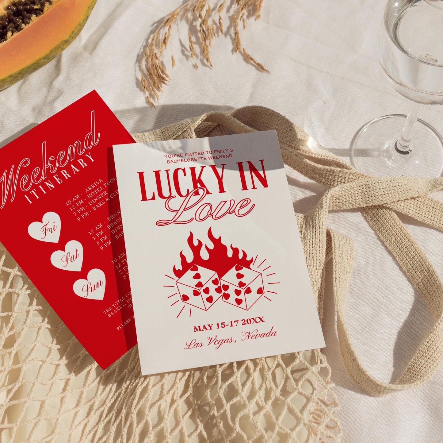 Lucky in Love Bachelorette Party Invitation Las Vegas Bachelorette Weekend Itinerary Template Casino Bachelorette Retro Hen Party Quirky