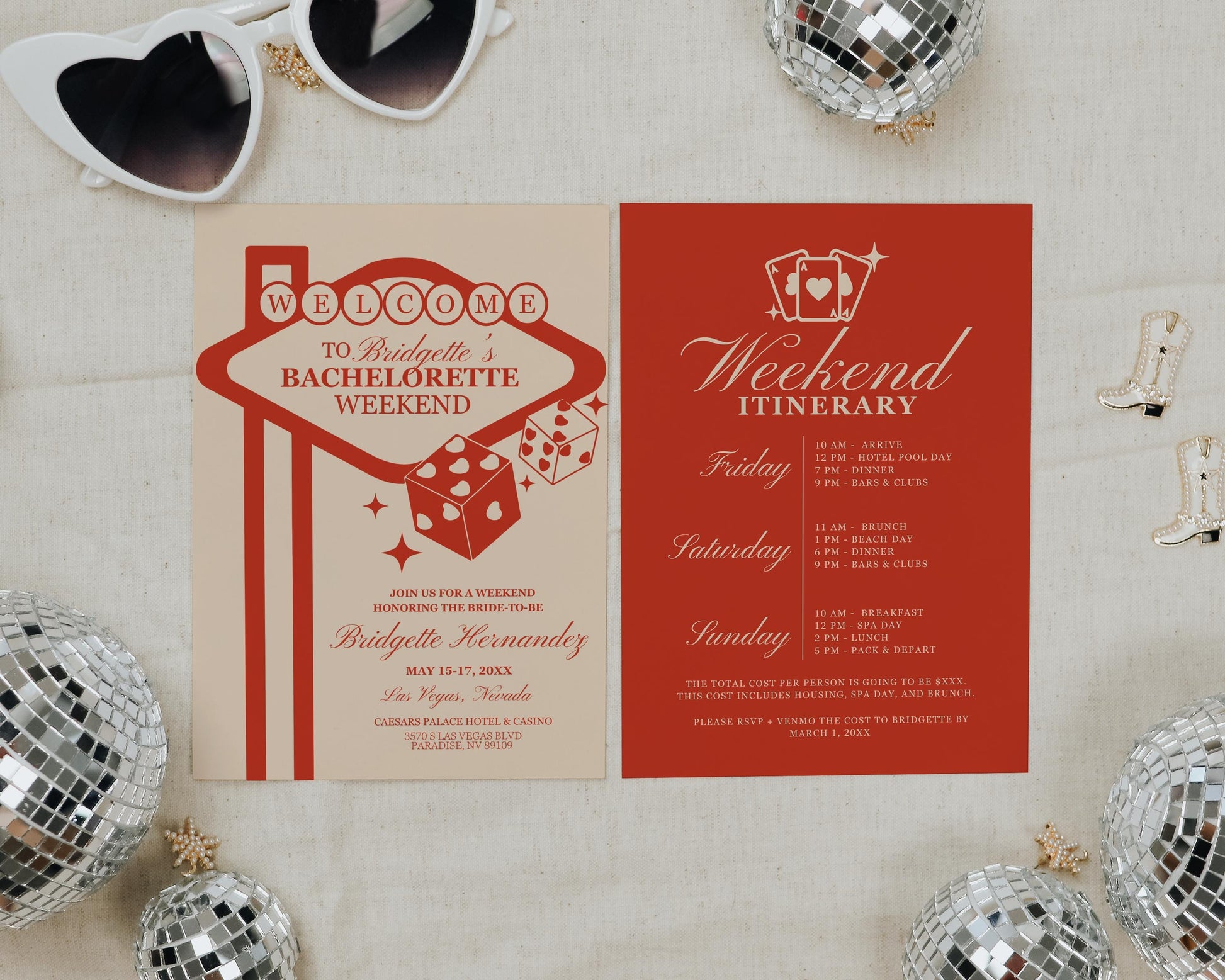 Las Vegas Bachelorette Party Itinerary and Invitation Digital Template Lucky in Love Vegas Bachelorette Evite Vegas Before Vows Hen Party