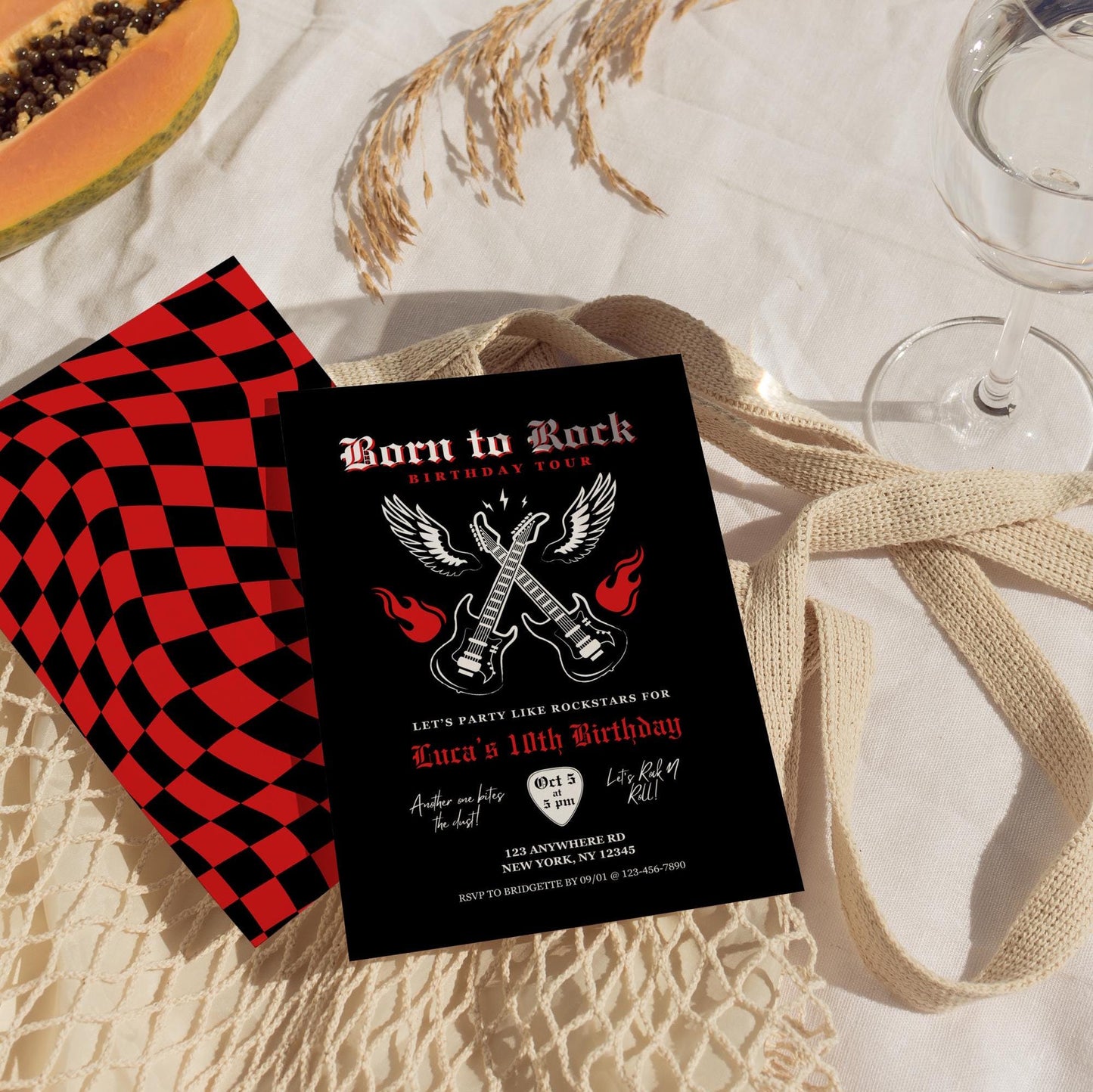 Rock N Roll Birthday Invitation Born to Rock Birthday Invitation Rockabilly Birthday Invite Alternative Birthday Rockabilly Birthday Invite