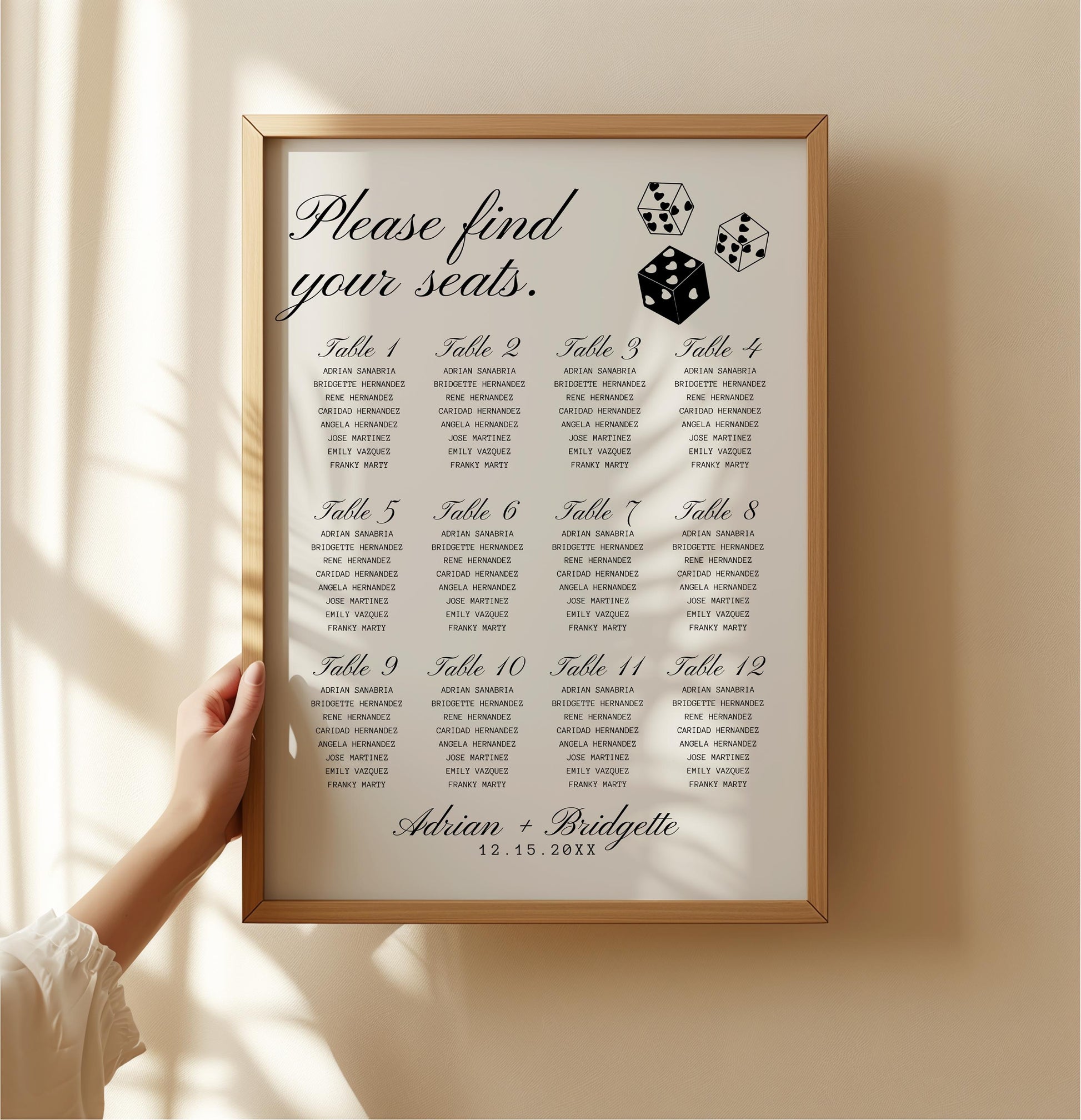 Lucky in Love Wedding Seating Chart Template Vintage Wedding Suite Quirky Wedding Signage Whimsical Wedding Hand Drawn Retro Vegas Wedding