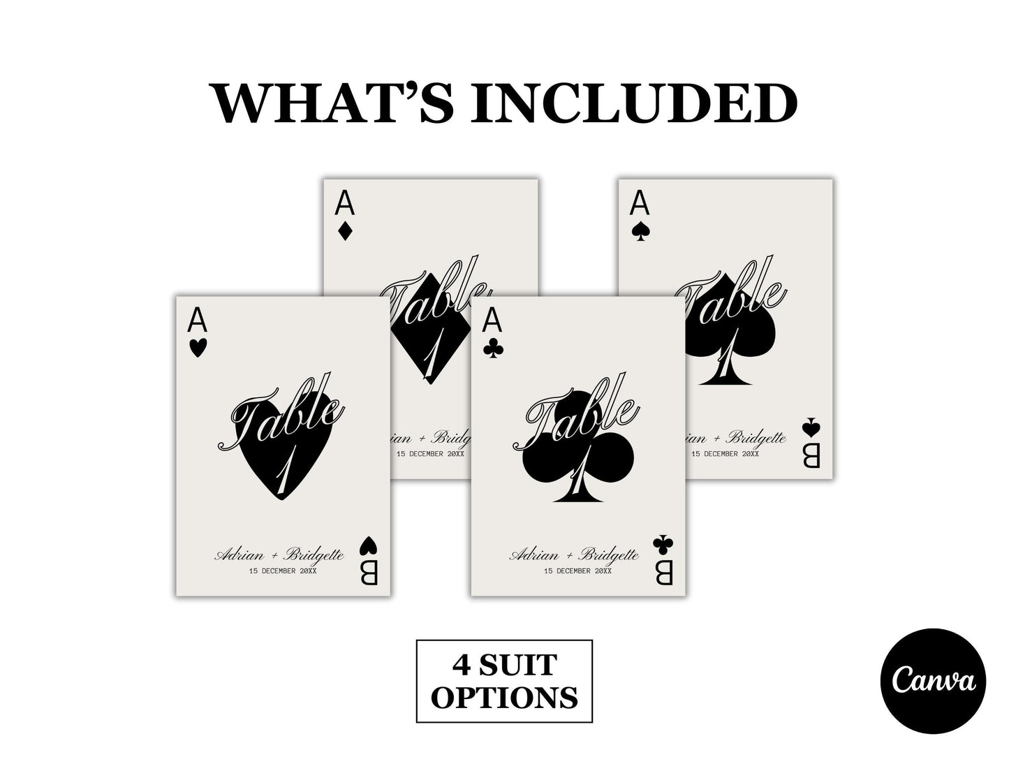 Lucky in Love Table Numbers Template Hand Drawn Vegas Wedding Stationery Playing Cards Wedding Signing Vintage Wedding Decor Las Vegas