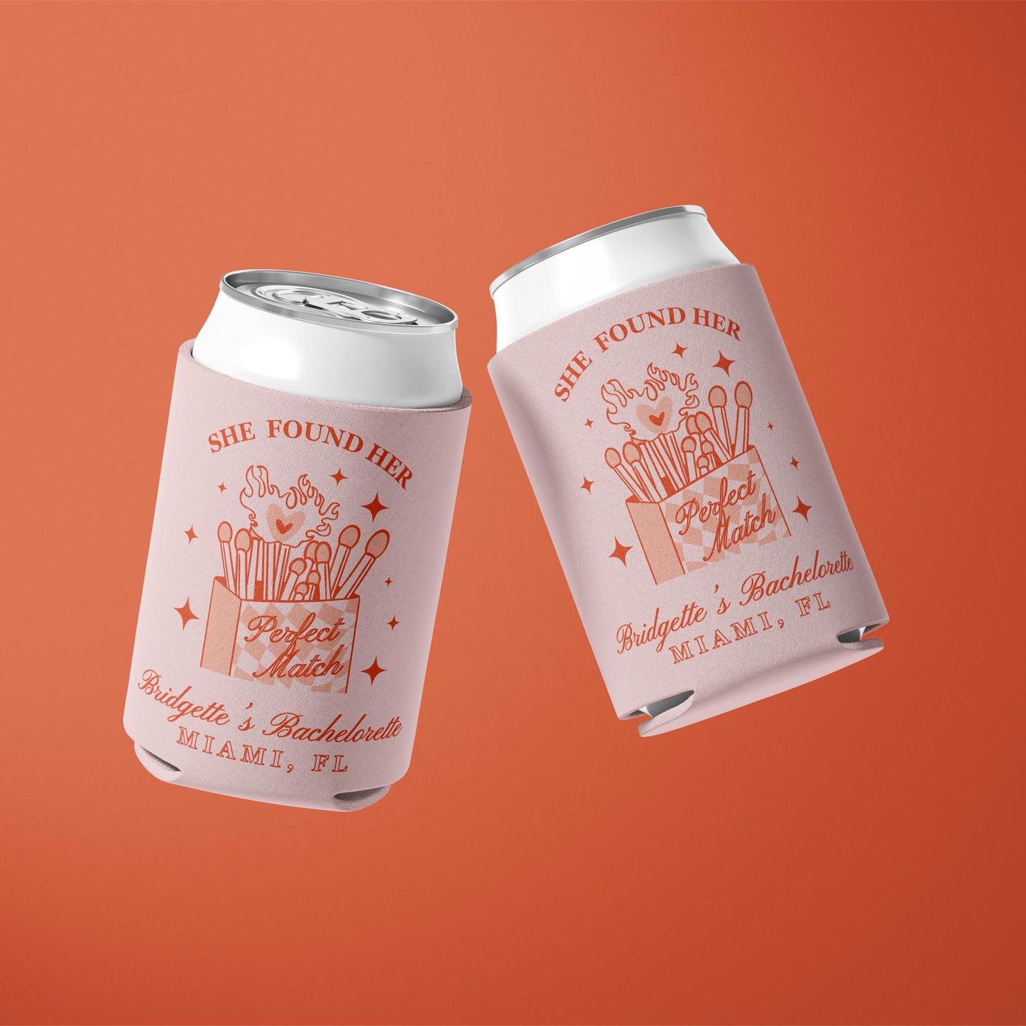 Perfect Match Bachelorette Can Cooler Match Made in Heaven Koozie Bachelorette Party Favors Bachelorette Can Huggers Custom Koozie Favors