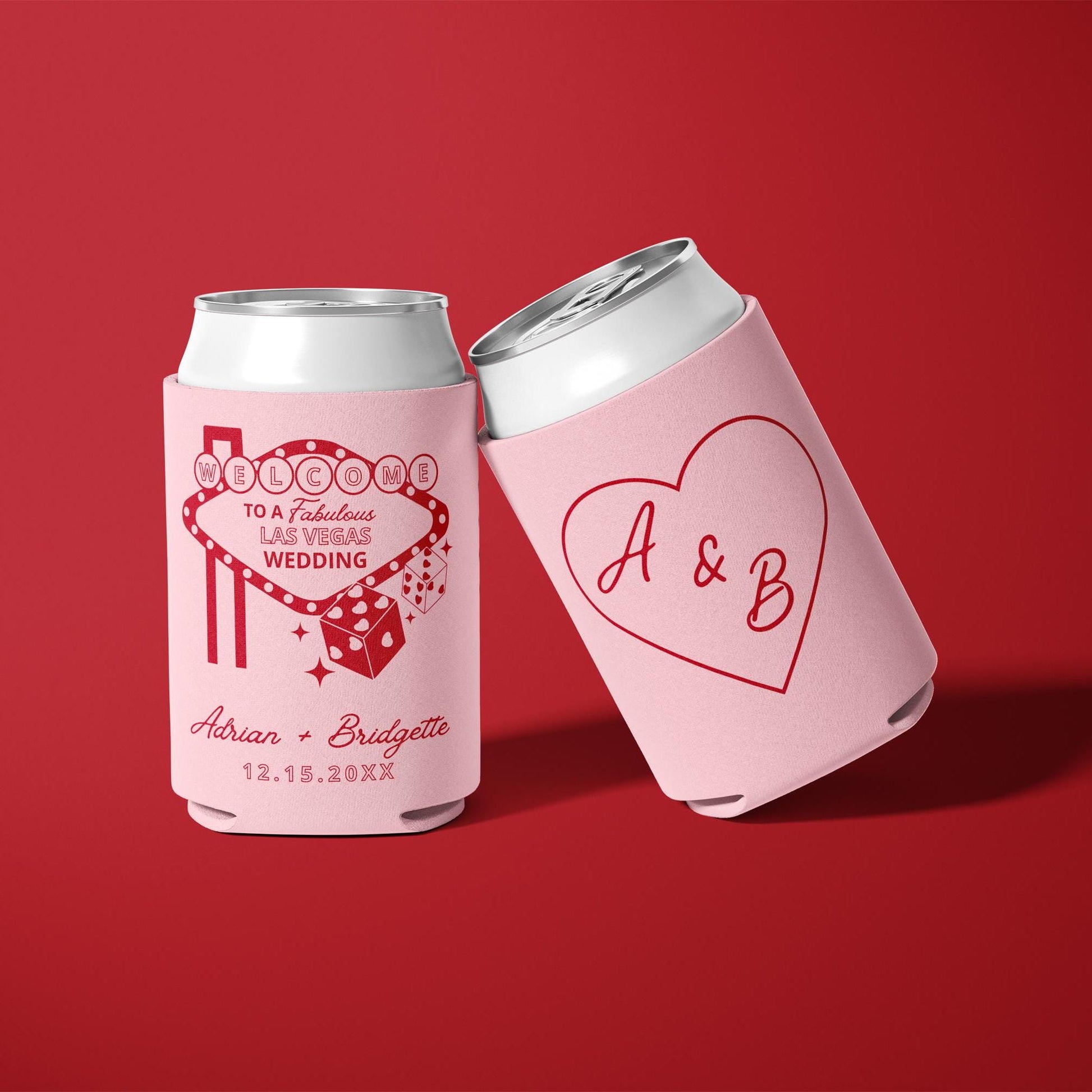 Las Vegas Wedding Koozie Lucky in Love Can Cooler Vintage Wedding Koozie Vegas Wedding Favors Can Huggers Lucky in Love Wedding Koozies