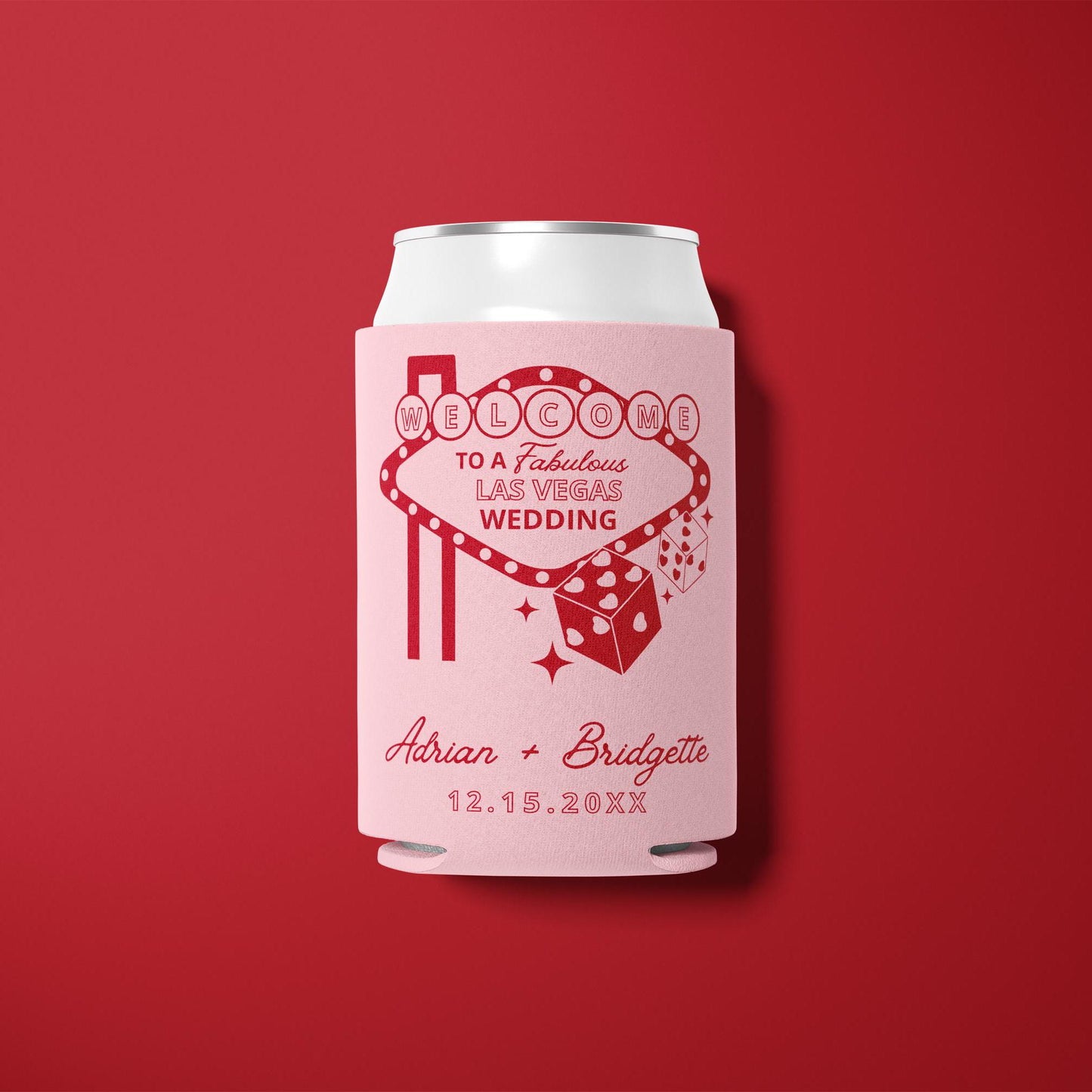 Las Vegas Wedding Koozie Lucky in Love Can Cooler Vintage Wedding Koozie Vegas Wedding Favors Can Huggers Lucky in Love Wedding Koozies