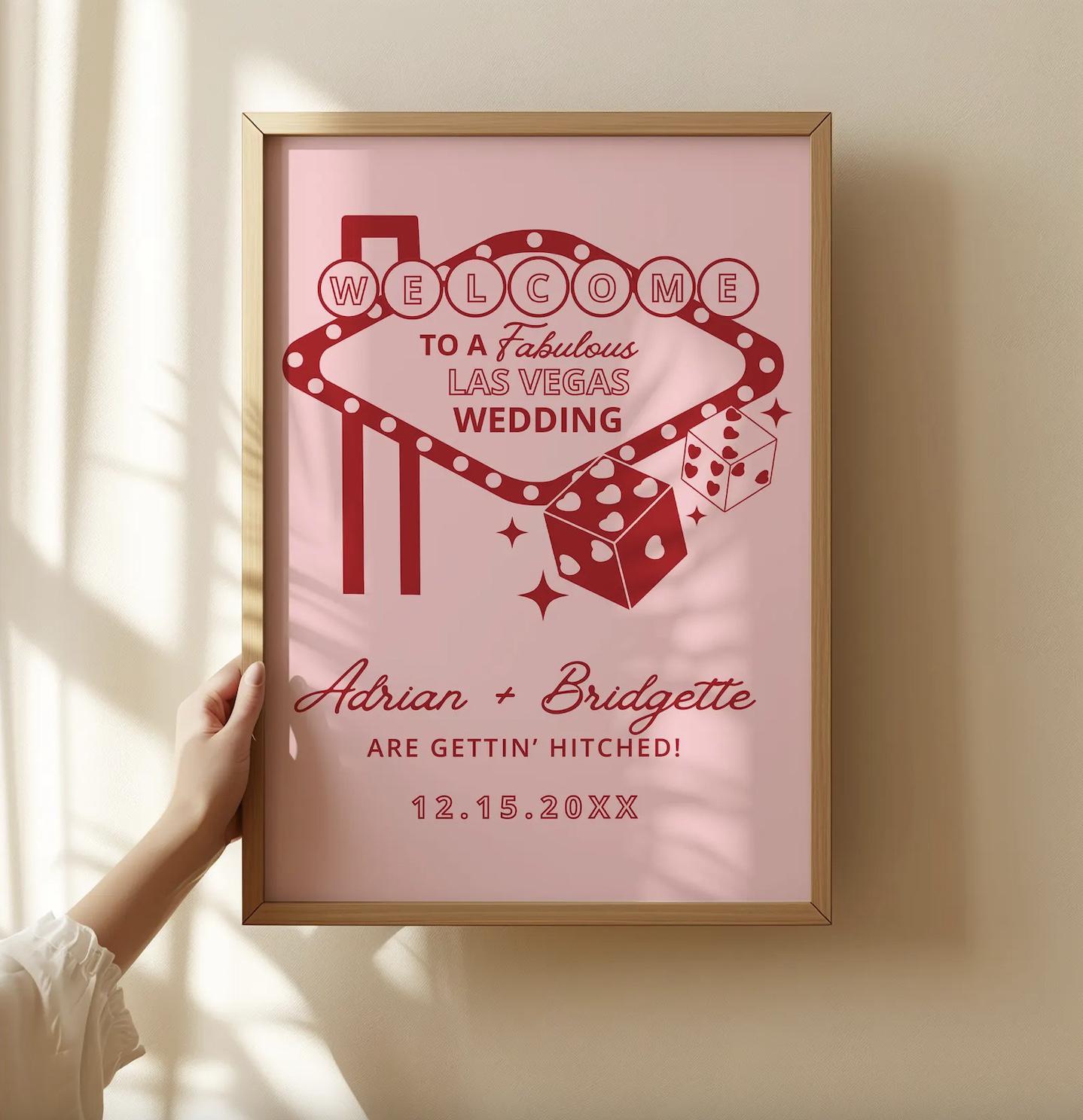 WEDDING TEMPLATES BUNDLE Hand Drawn Vegas Wedding Suite Retro Wedding Signage Vintage Wedding Illustrations Las Vegas Wedding Lucky in Love