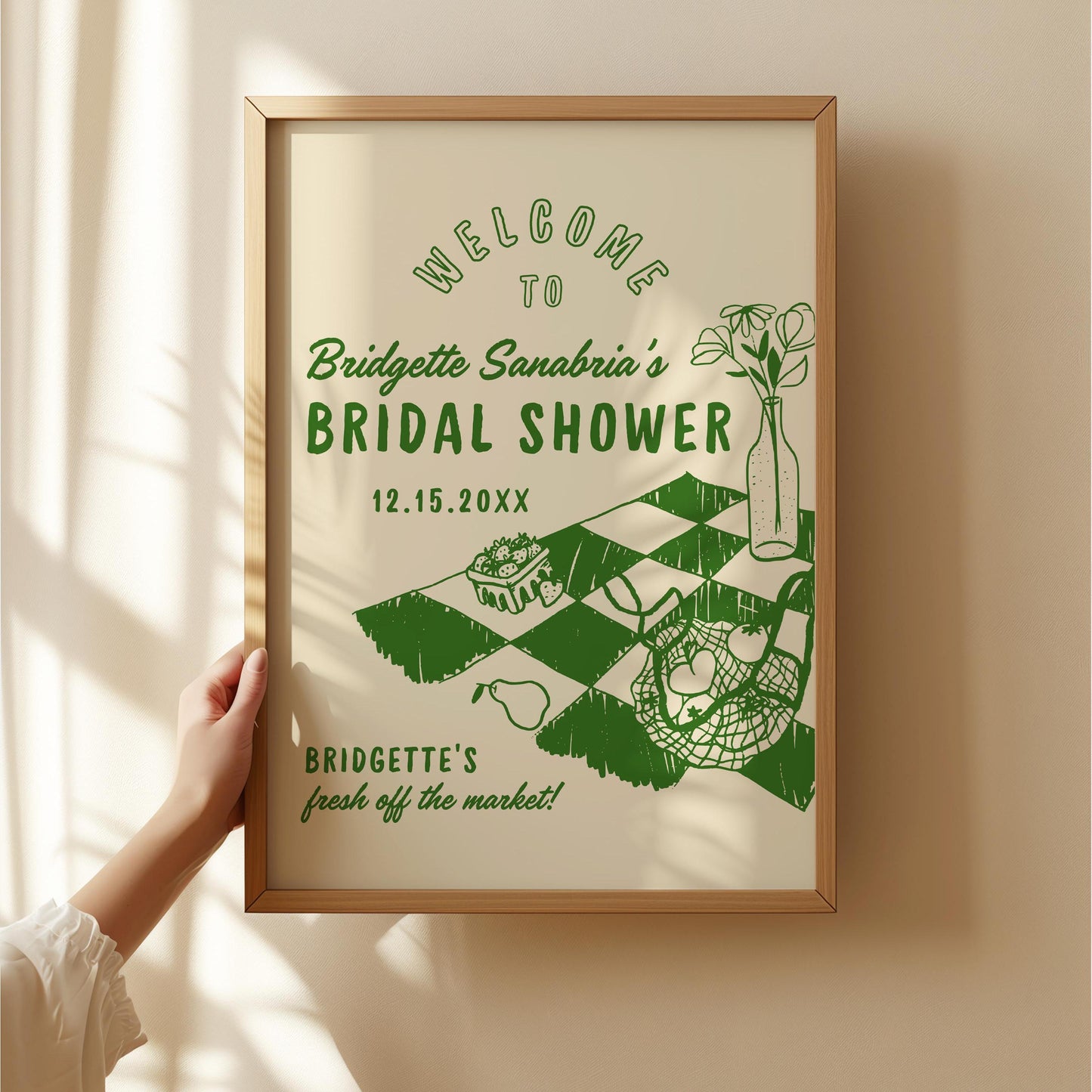 Fresh Off the Market Hand Drawn Bridal Shower Welcome Sign Template Whimsical Farmers Market Welcome Sign Entrance Bridal Shower Custom Sign